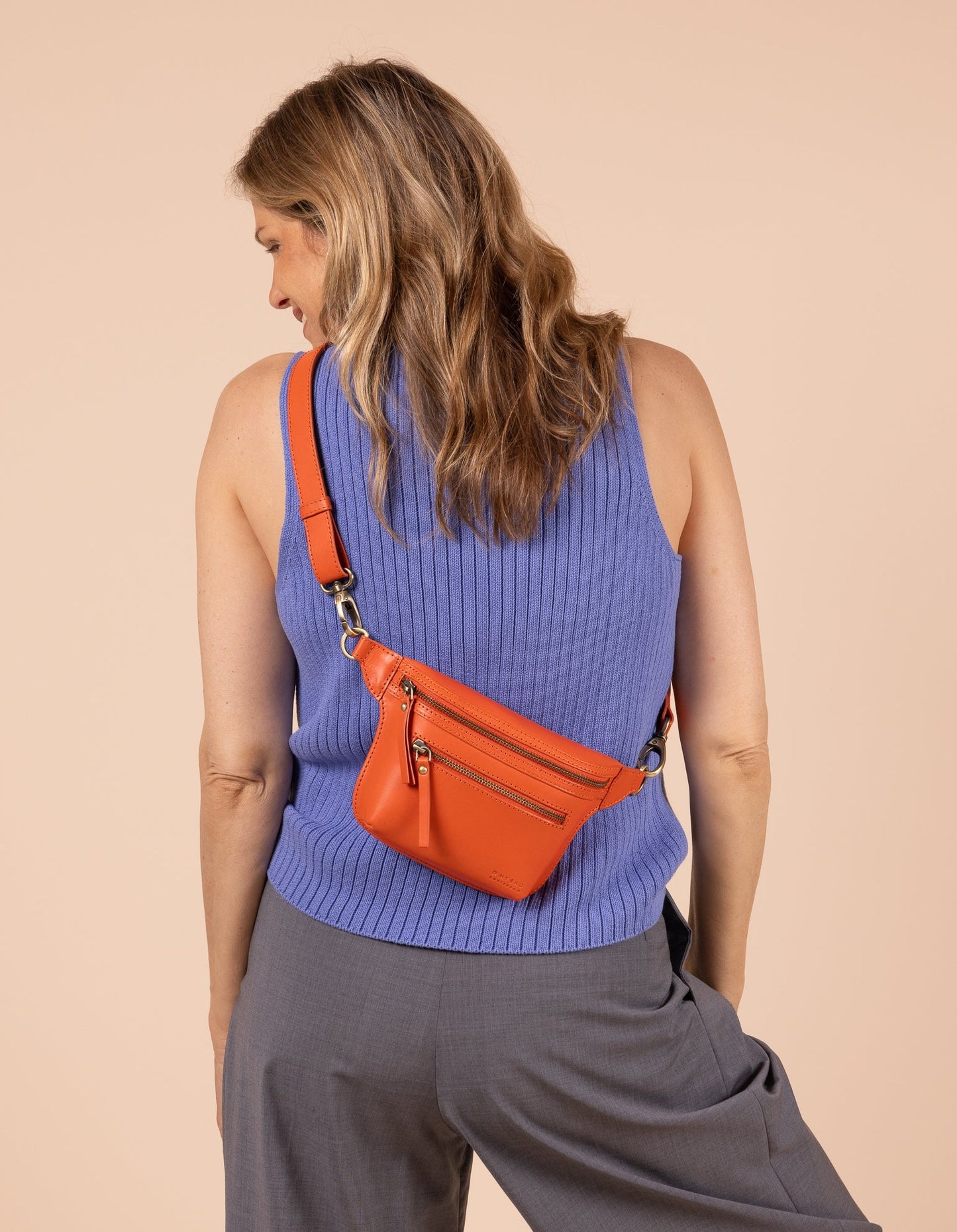 Sac banane en cuir | orange "beck's bum bag - tangerine classic leather"