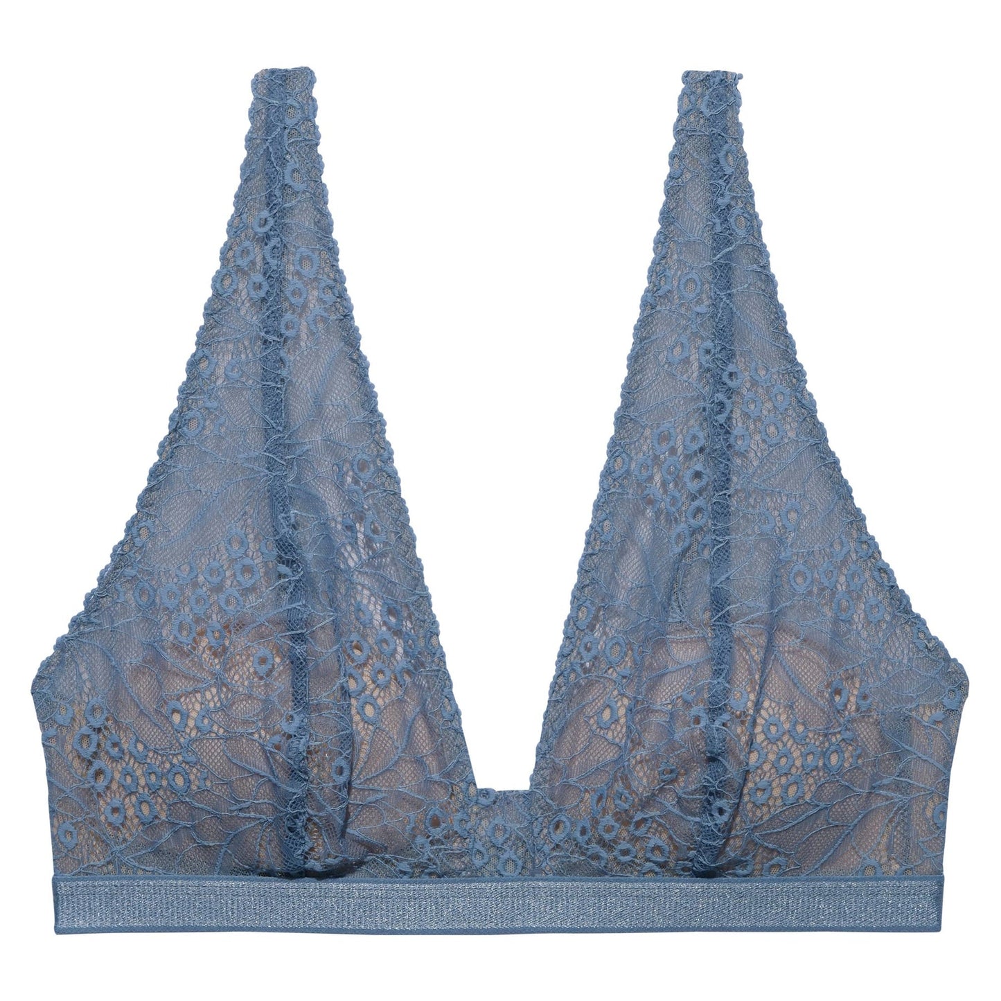 Soutien gorge triangle bleu en matière recyclée - emma high apex bra blue