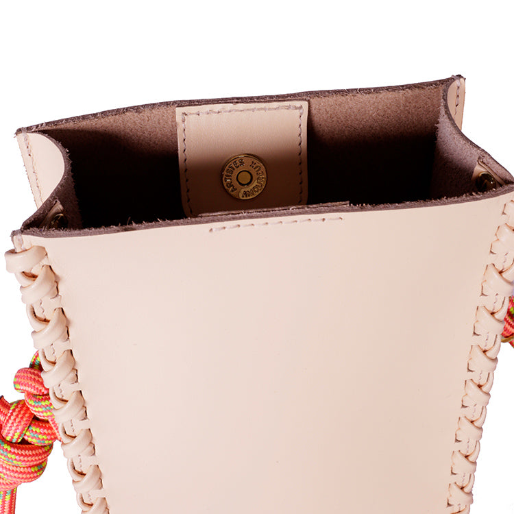 Sac à bandoulière en cuir certifié | rose "essence stitch - peche"