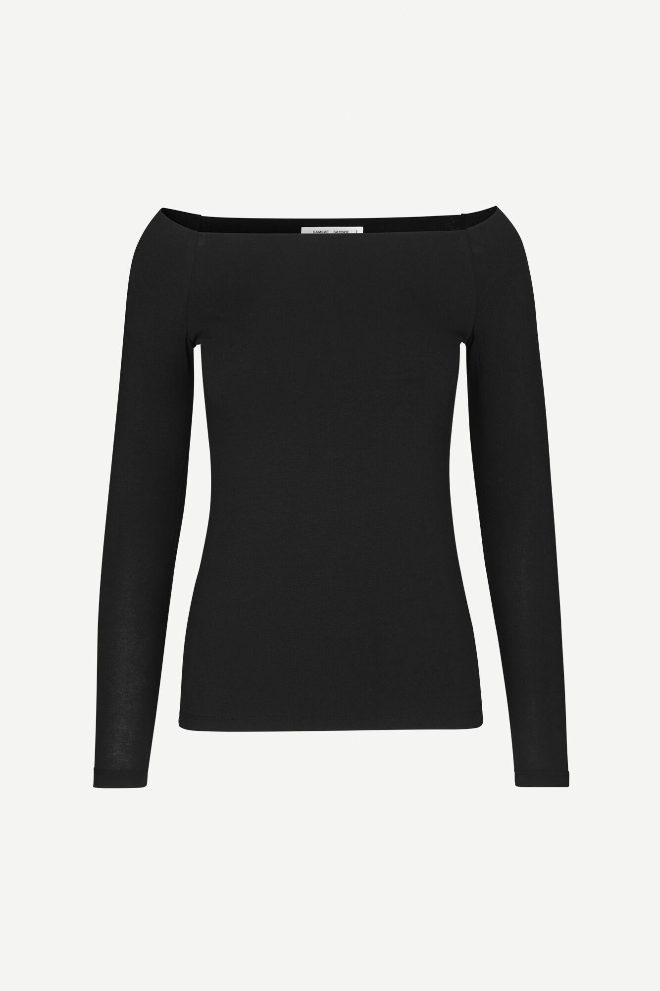Top manches longues col dégagé noir en coton bio et modal - nana ls 265 black