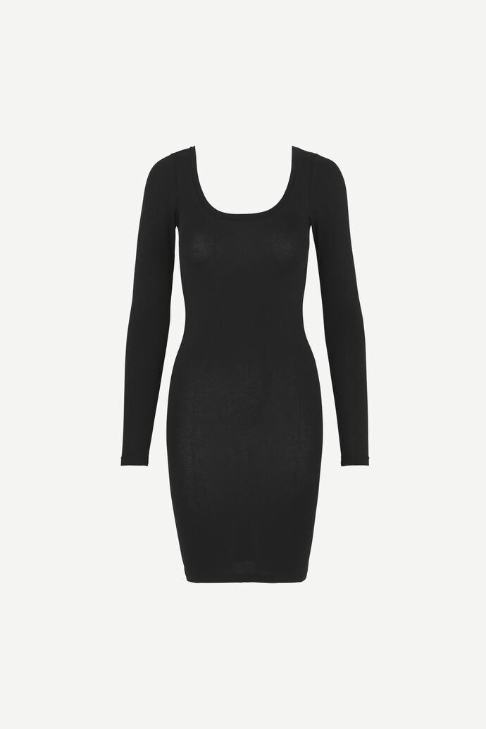 Robe moulante en coton bio et tencel | noir "sik long solid 265 - black"