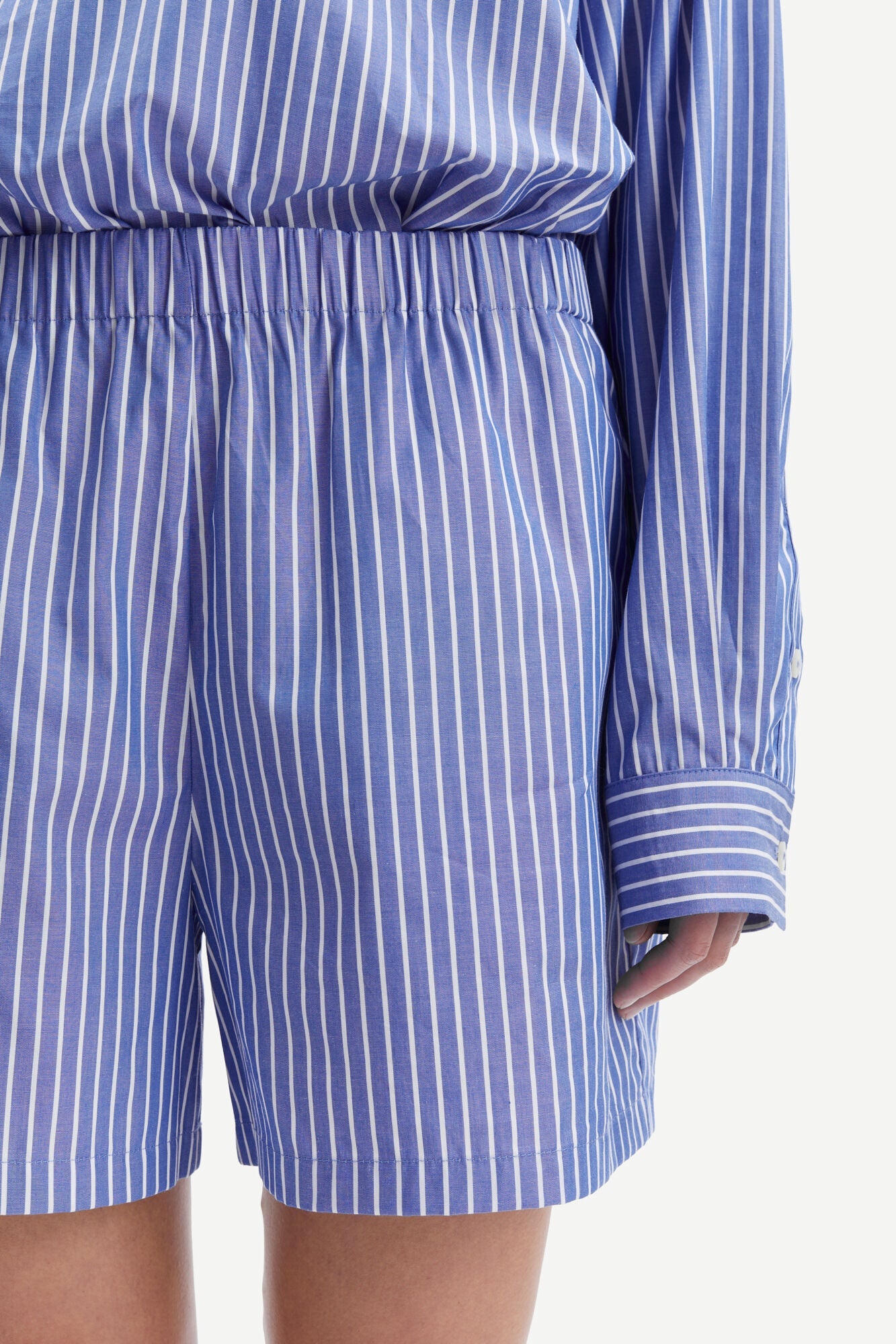 Short en coton bio | bleu rayé "Maren shorts - blue white st"