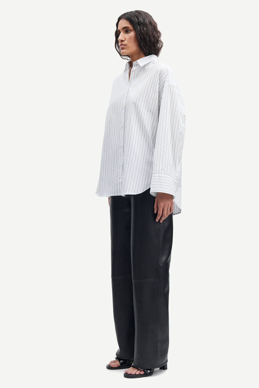 Chemise ample en coton bio | Rayée blanche "marika shirt bright white st."