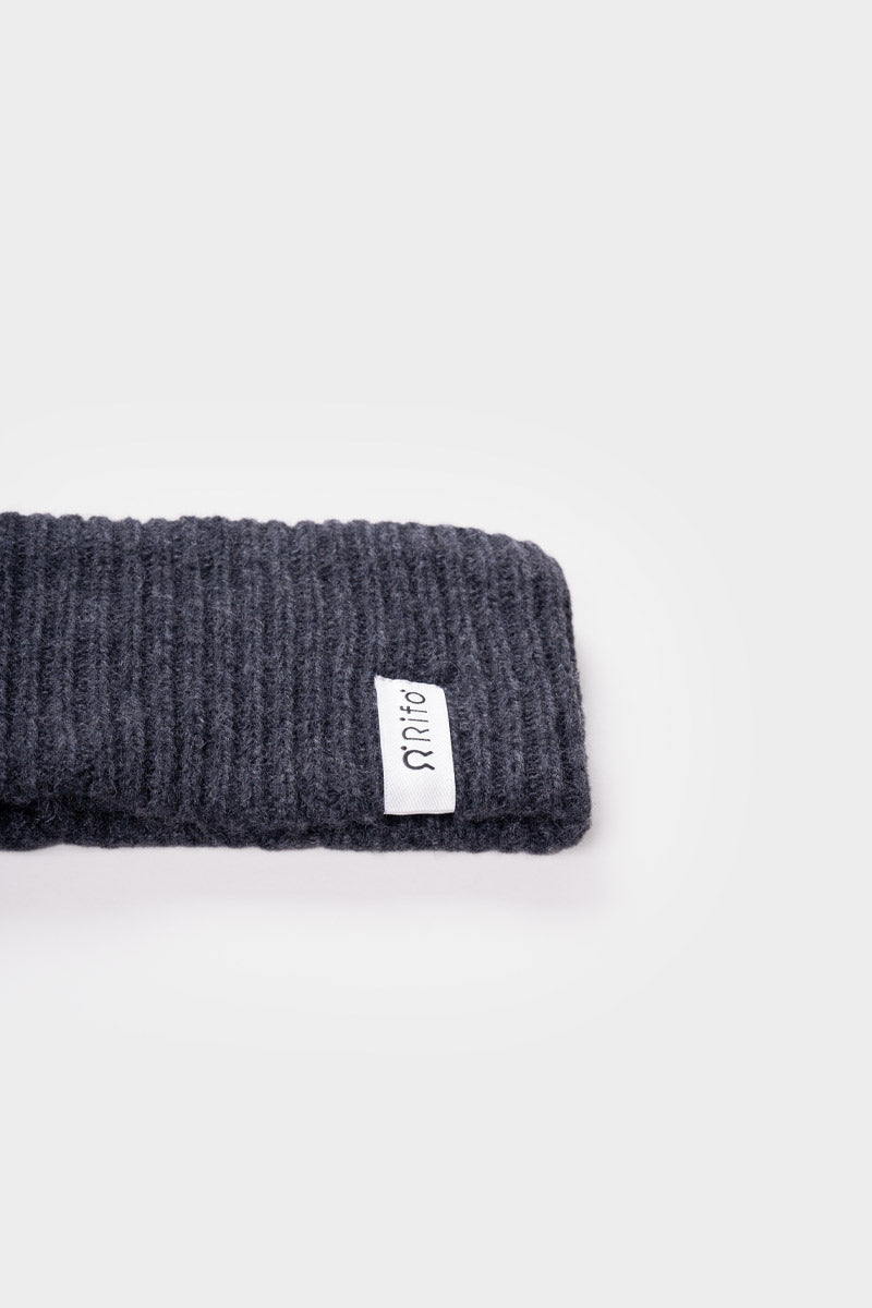 Bandeau en cachemire recyclé | gris "fascia lara - grigio carbone"