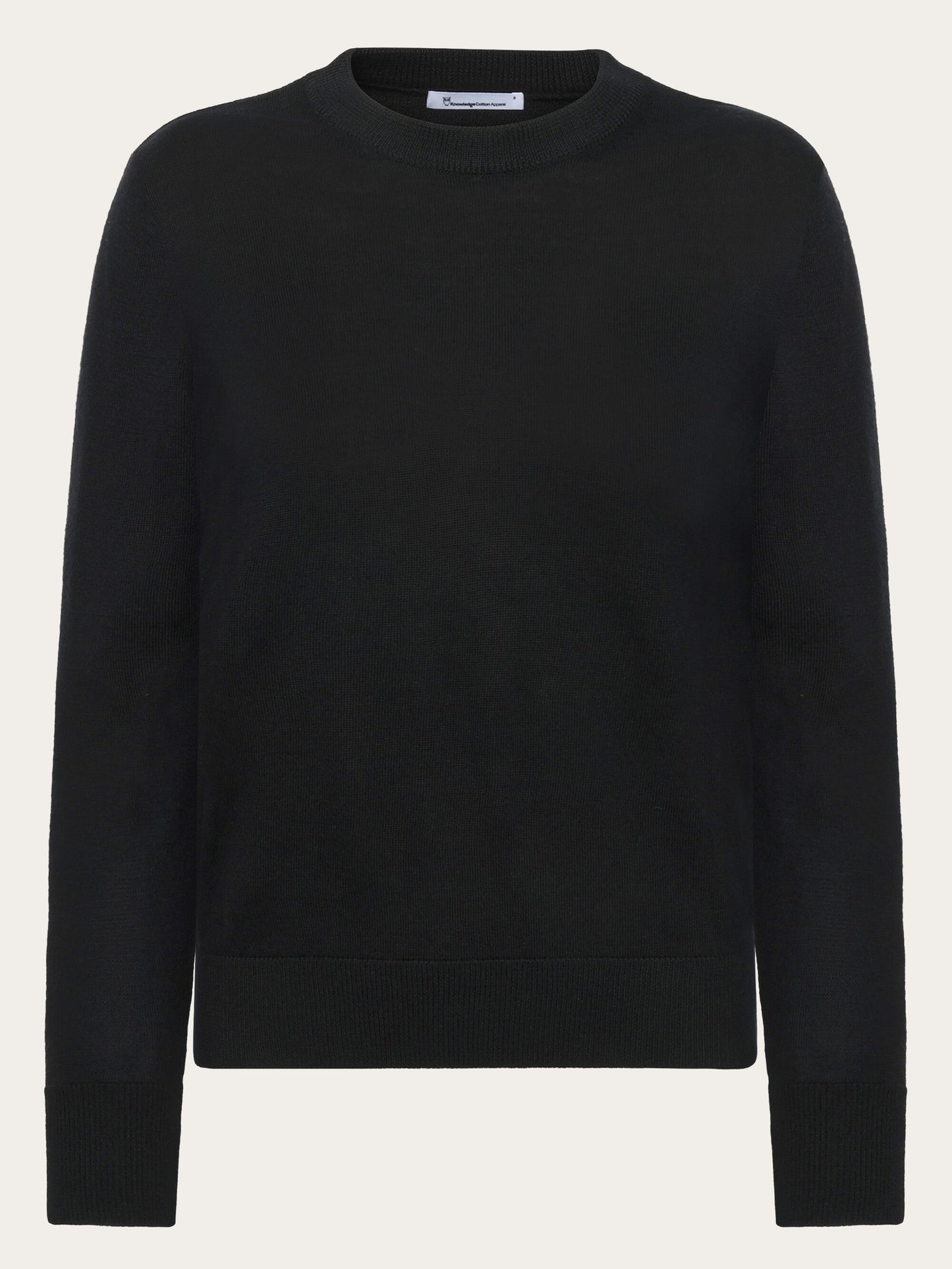 Pull léger en laine mérinos certifiée | noir "fine merino crew neck black jet"