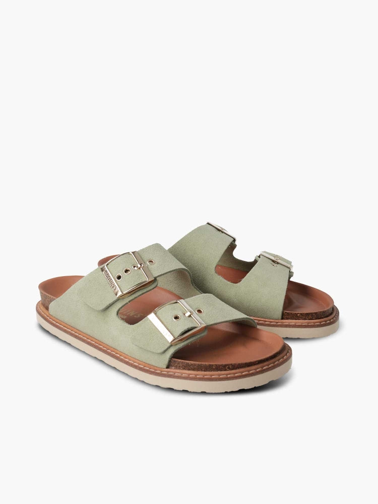 Sandales en cuir suède certifié | Vert "hawaii velour paradise"