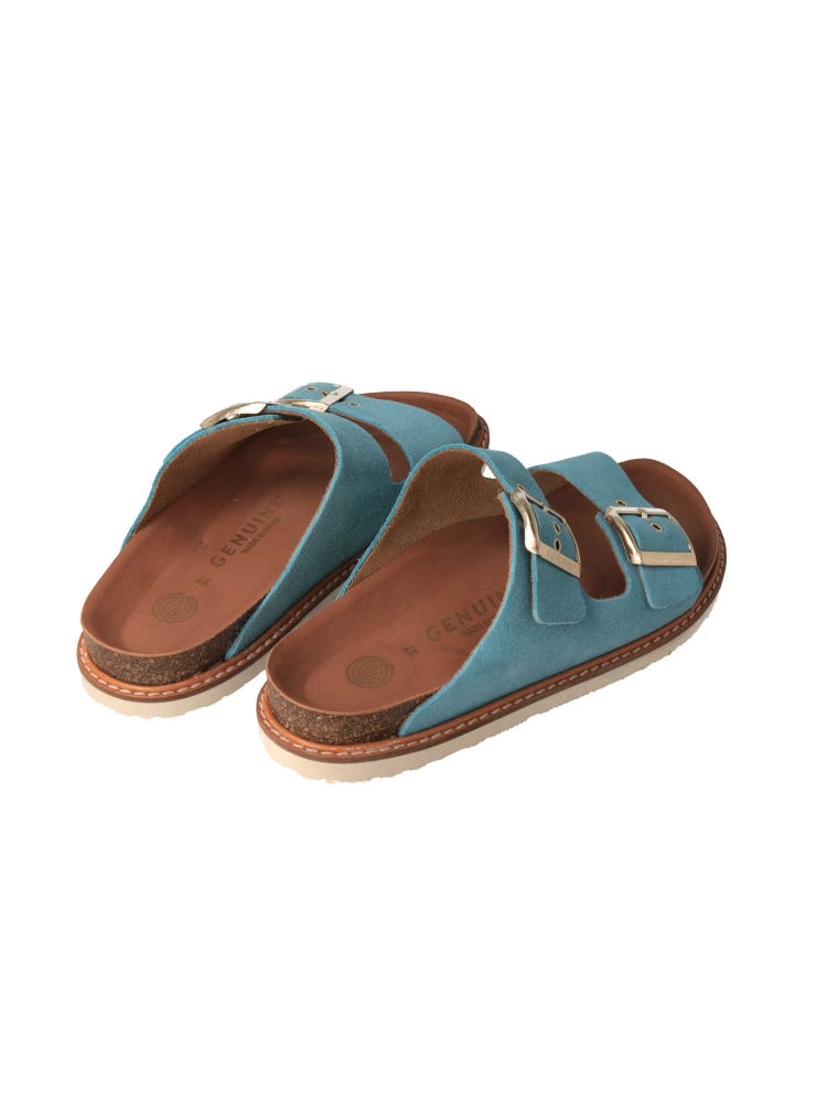 Sandales en cuir suède certifié | Bleu "hawaii velour caribe"