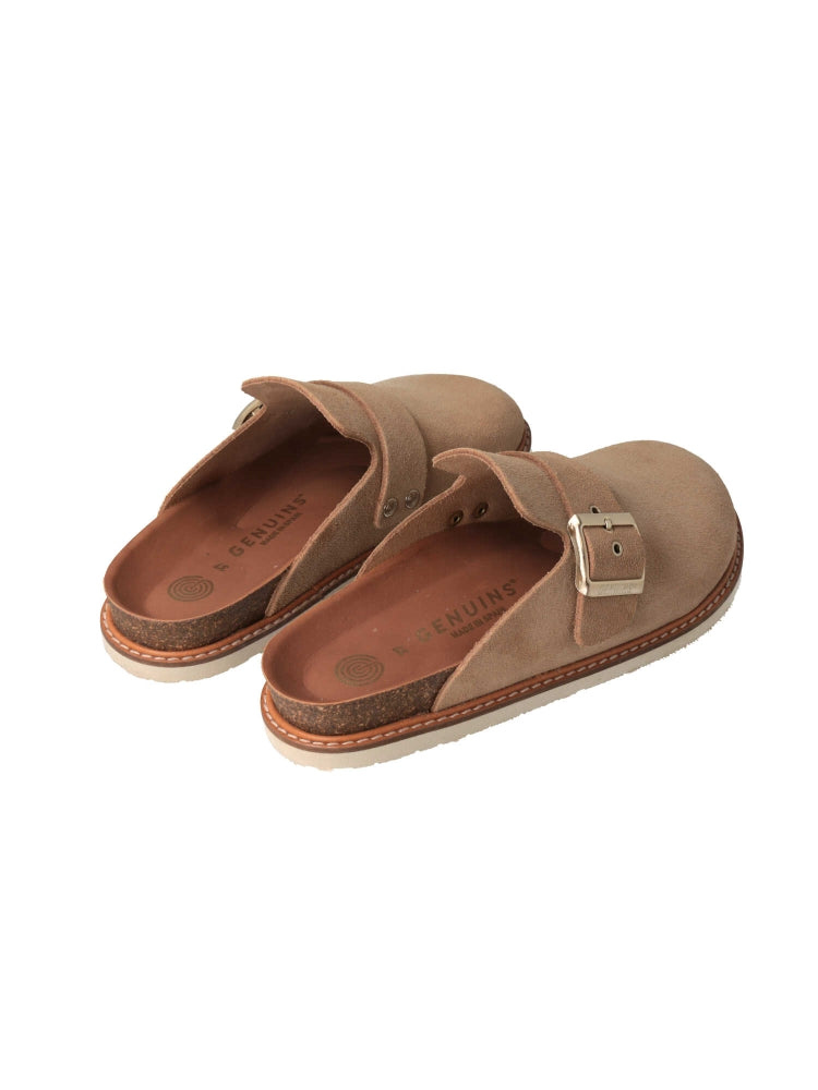 Sabots en cuir suède certifié | Beige "izar velour almond"