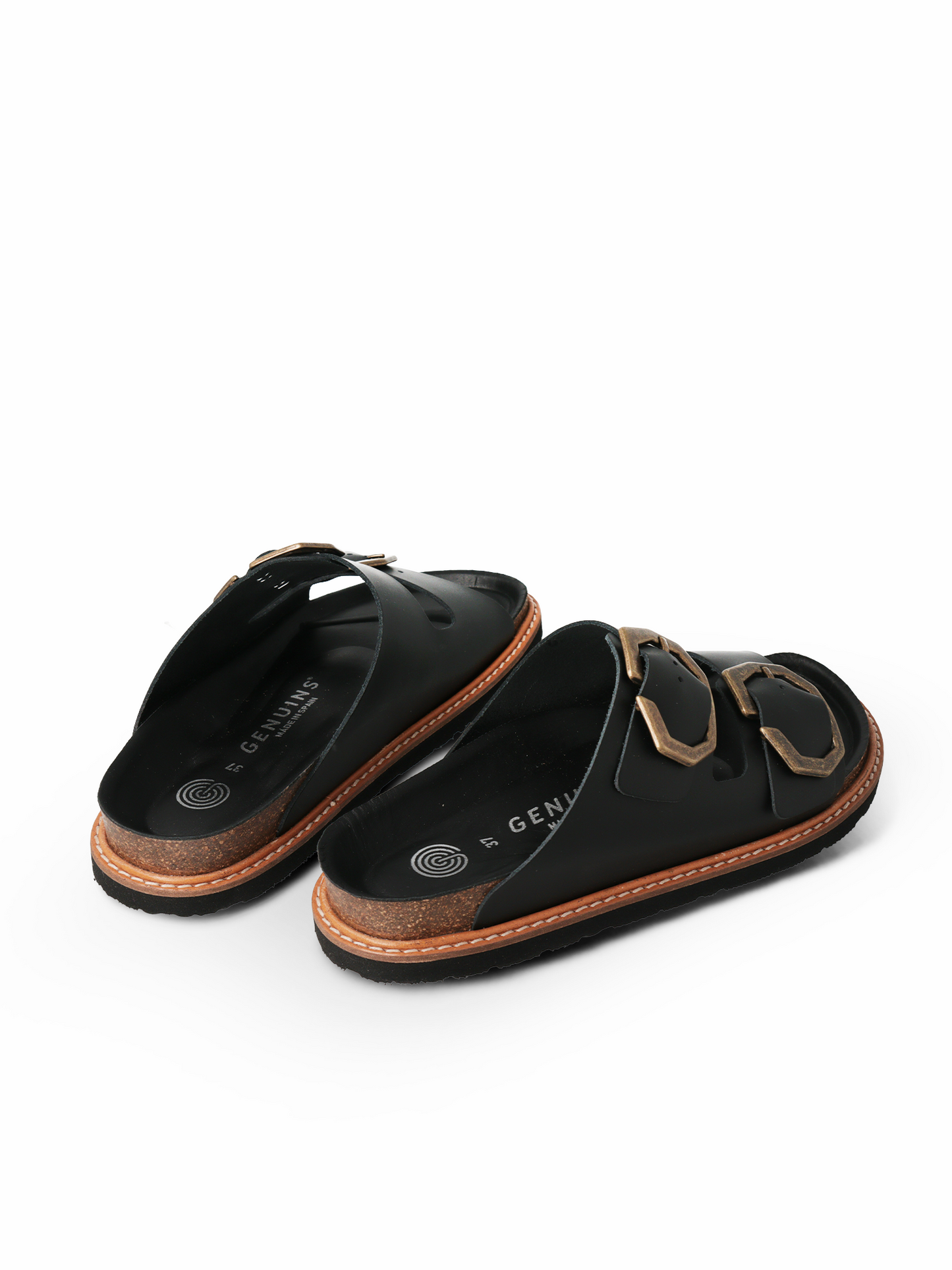Sandales en cuir certifié | Noir "galia leather dress black"