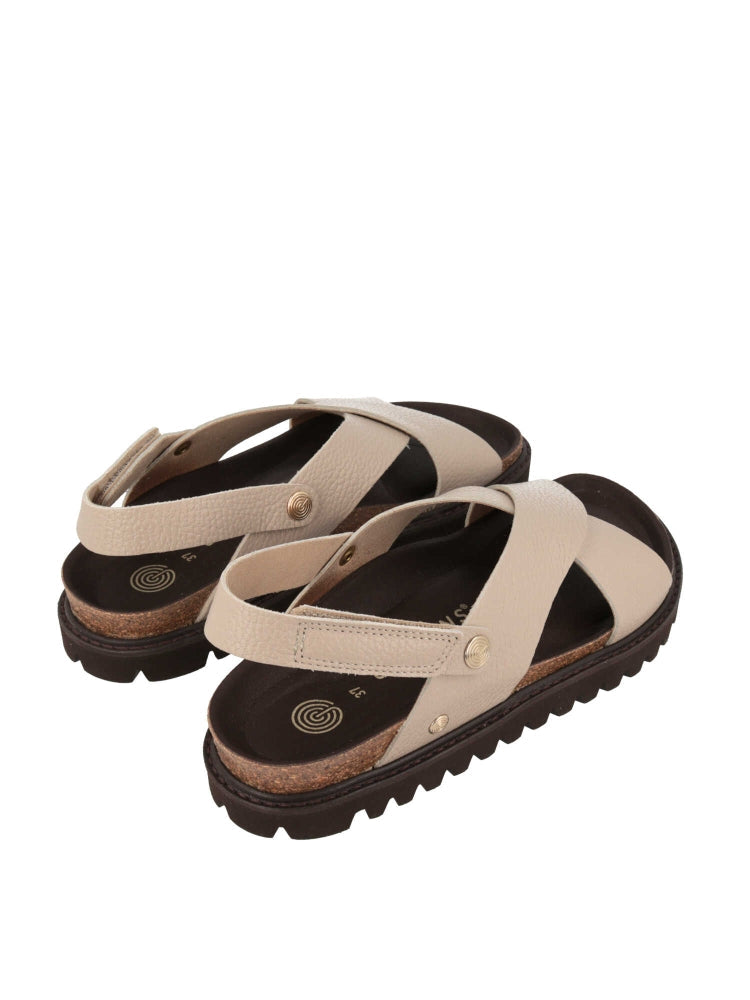 Sandales en cuir certifié | Beige "fibonacci leather taupe"