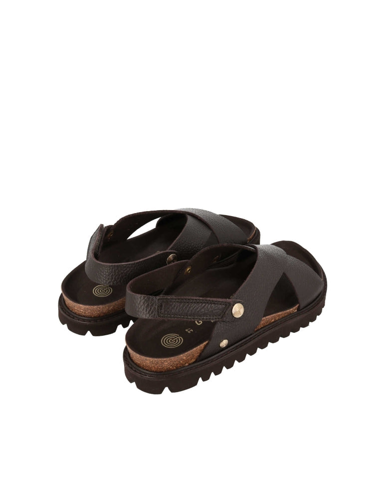 Sandales en cuir certifié | Marron foncé "fibonacci leather testa"