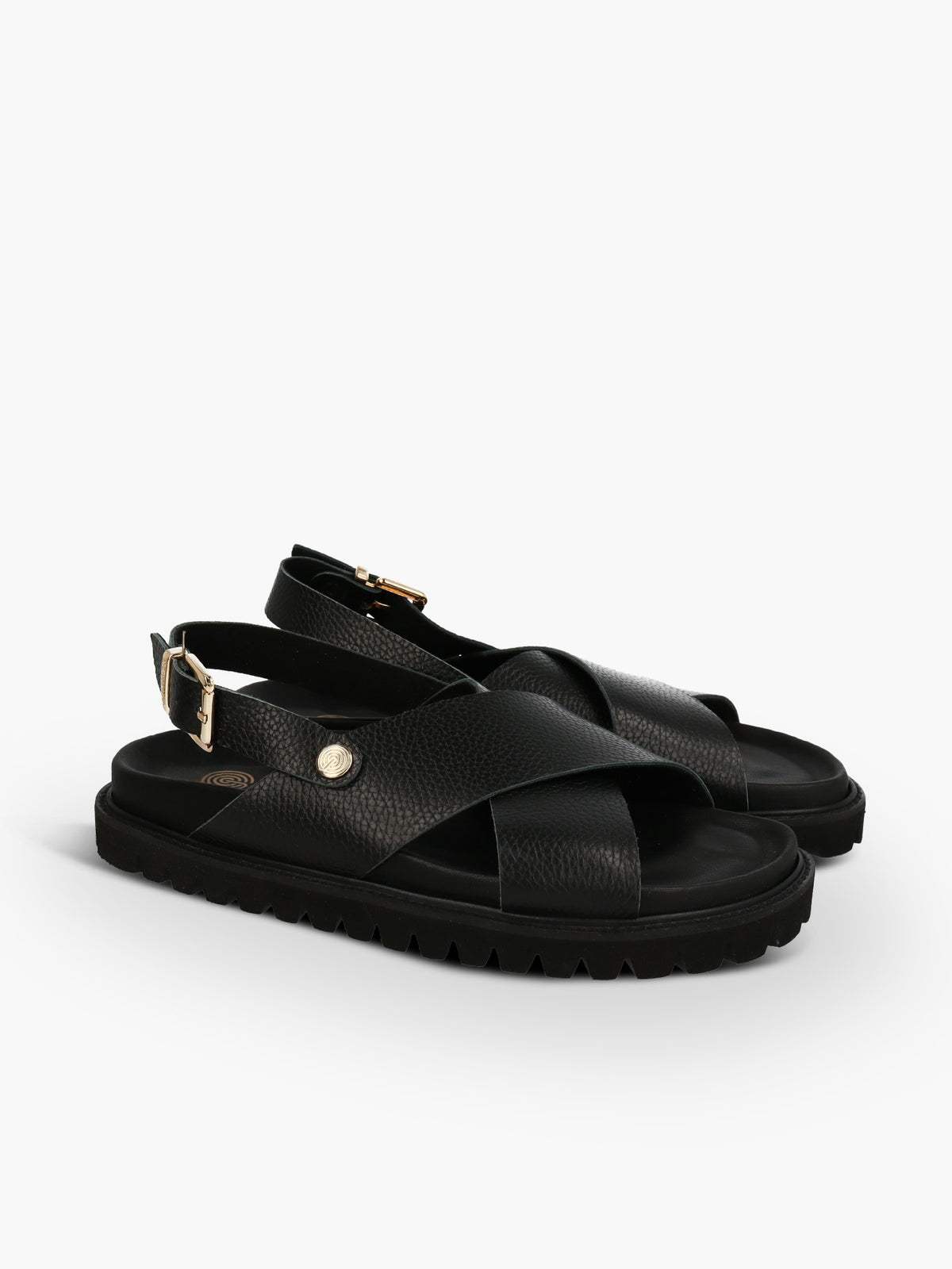 Sandales en cuir certifié | noir "Melen embossed leather dark"