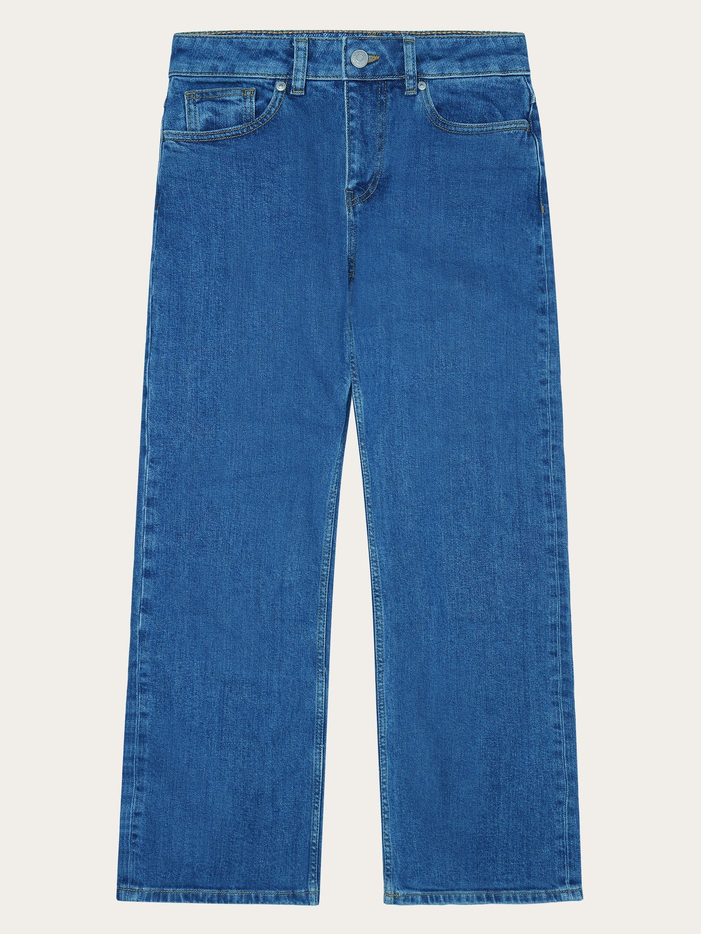 Jean droit en coton bio | bleu "gale straight mid-rise medium blue 5-pocket jeans"