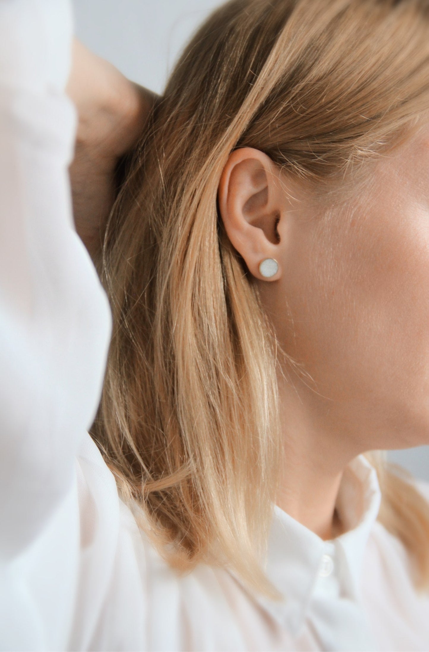 Boucles d'oreilles en argent plaqué or | Pierre en opale "earrings studs gold"