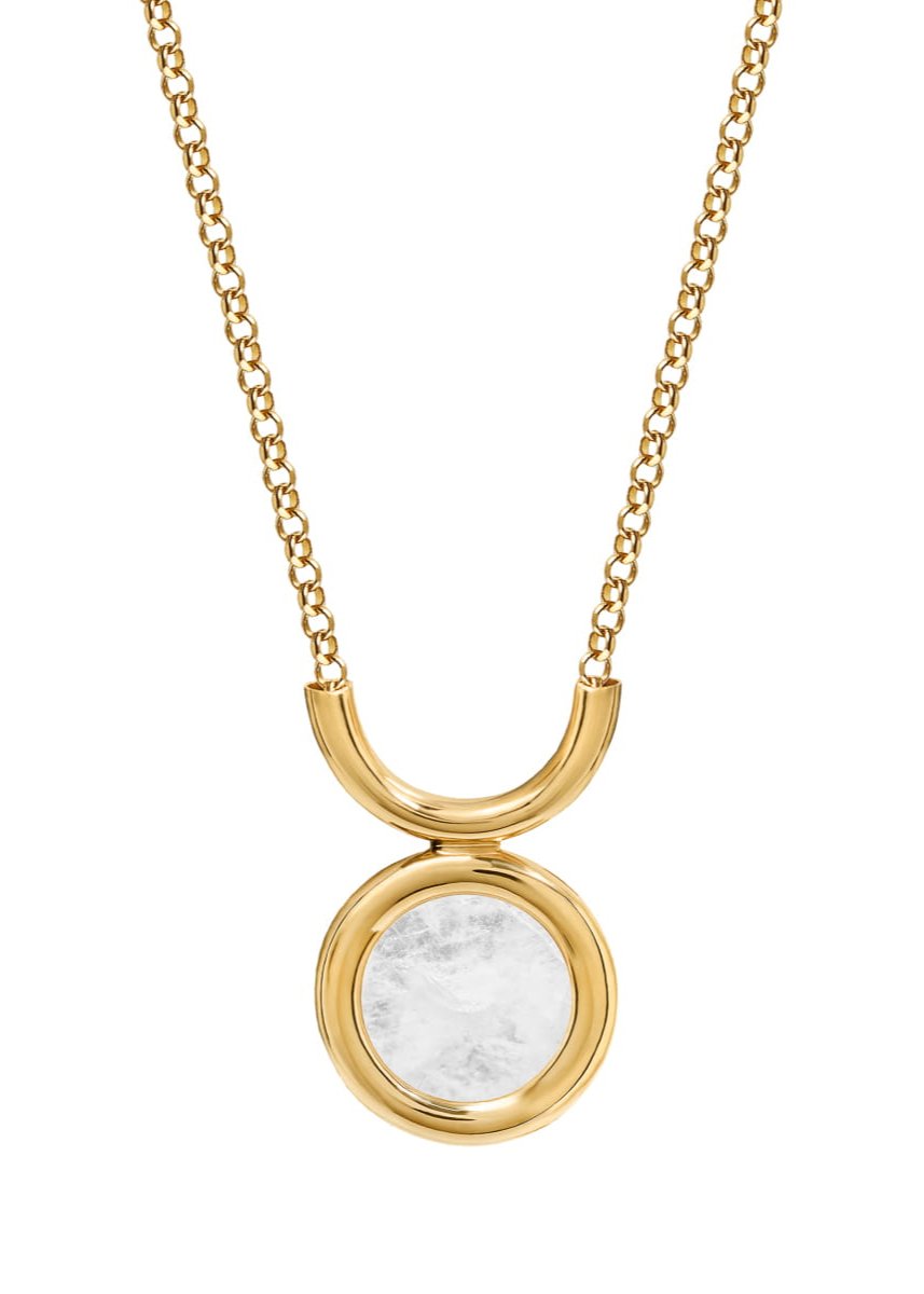 Collier en argent plaqué or | Pendentif en cristal de montagne "necklace tul crystal gold"
