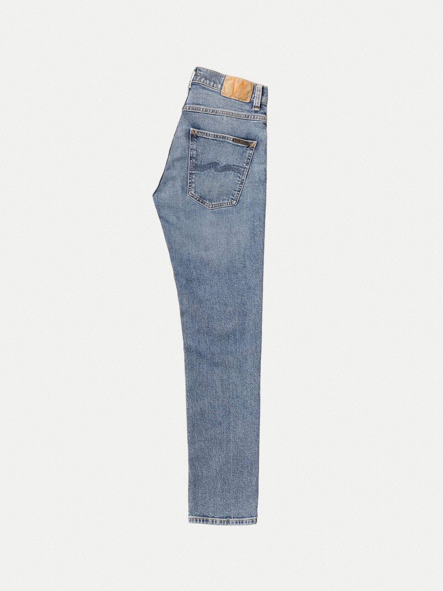 Jean slim bleu clair en coton bio - grim tim broken faded