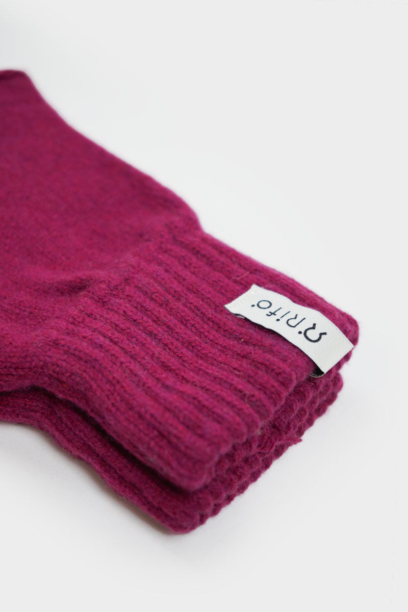 Mitaines en laine recyclée | rose "sasha - rosa ciclamino"