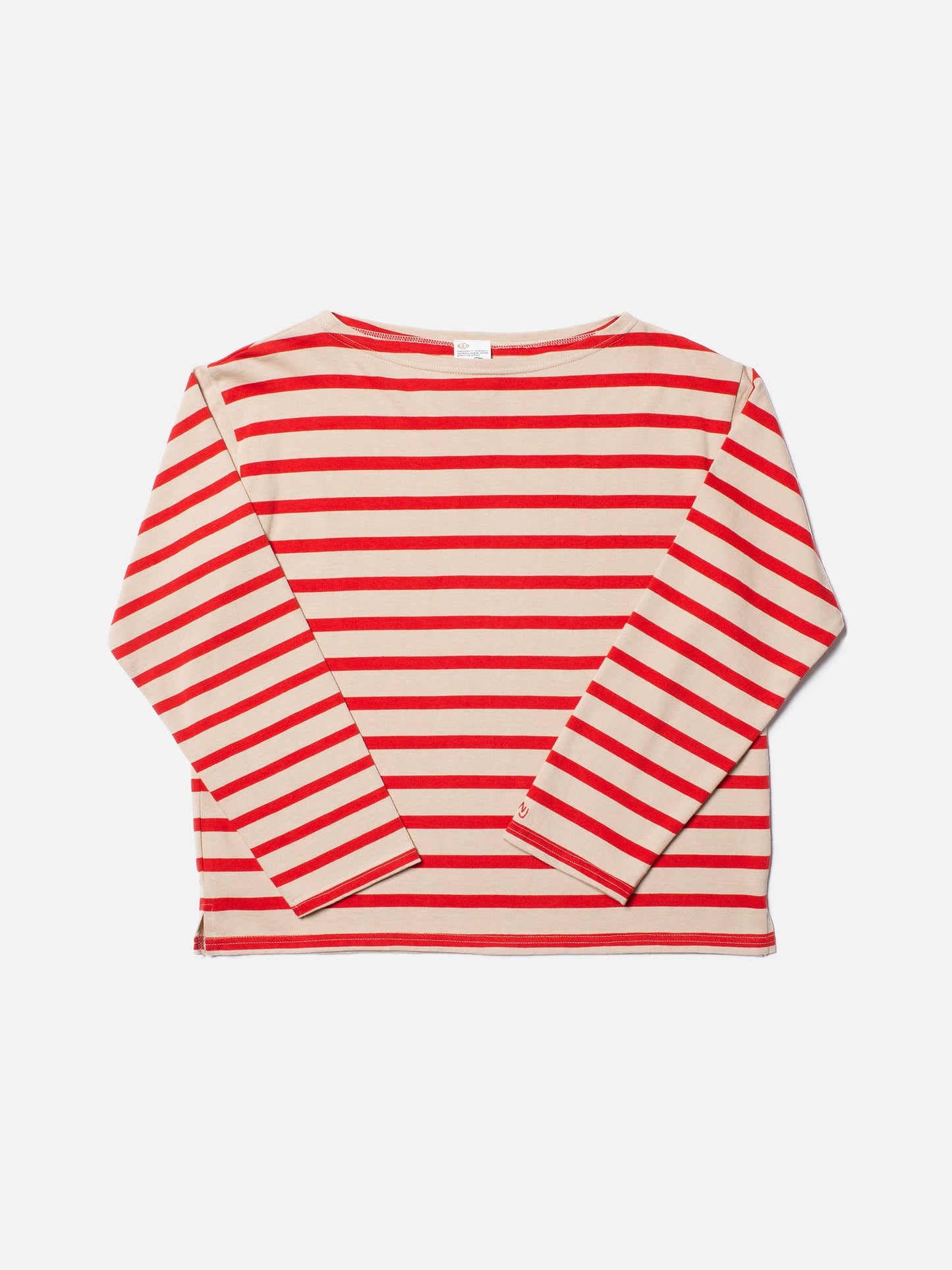 T-shirt marinière rouge et écru en coton bio - harriet breton stripe offwhite/red