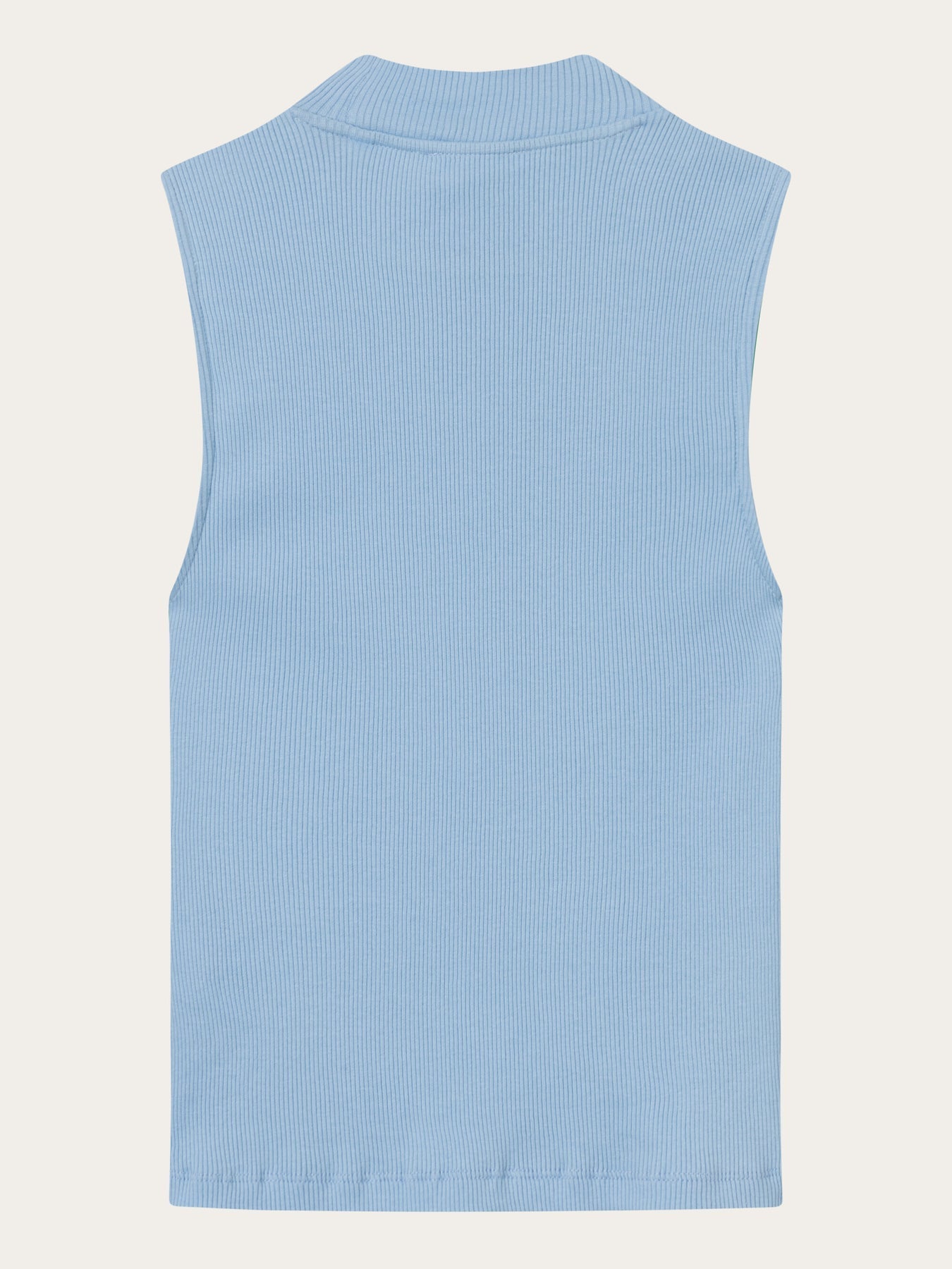 Top sans manches bleu ciel en coton bio - high neck rib top airy blue