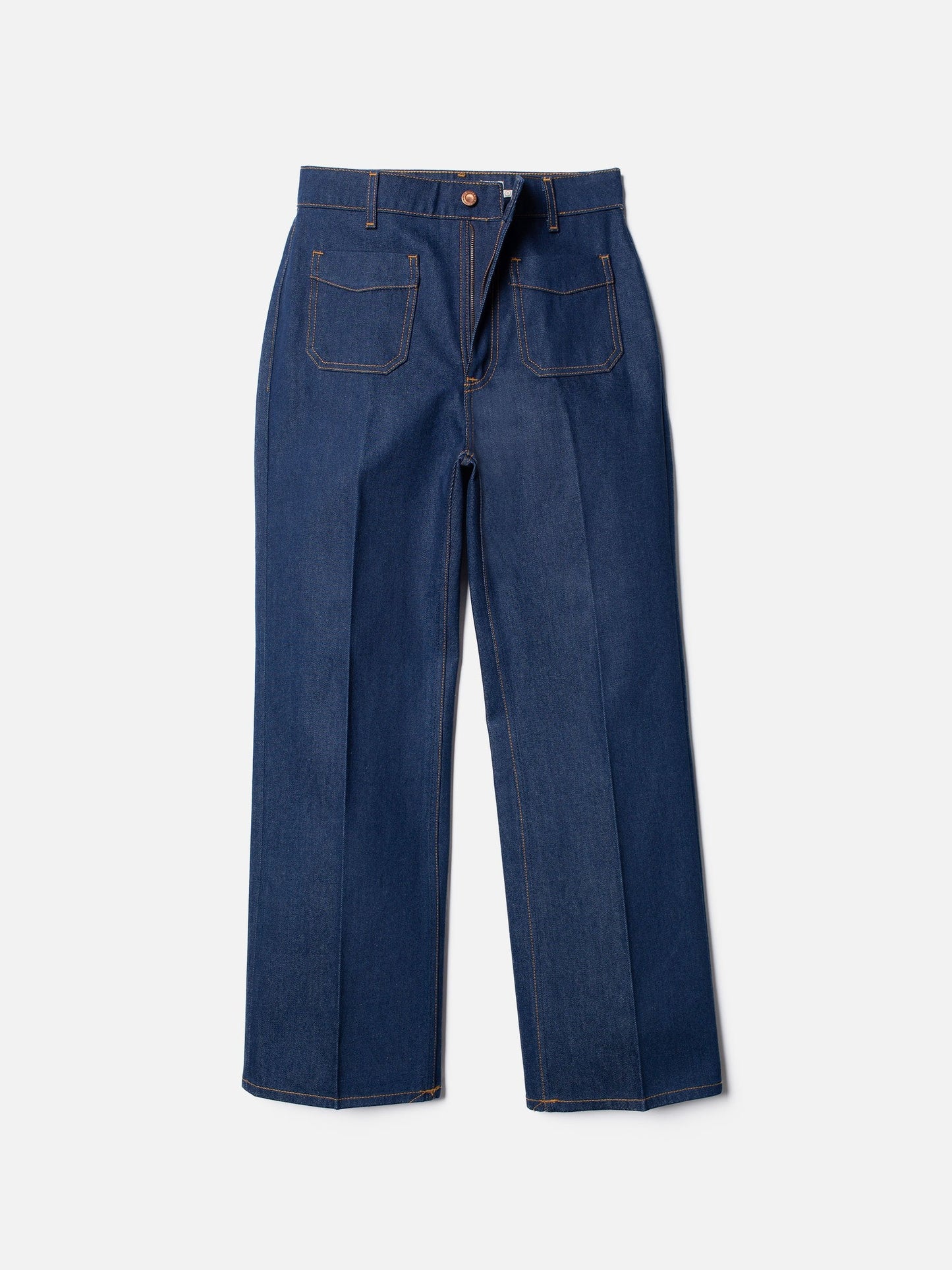 Jean droit brut en coton bio - holly western pants 70's blue denim