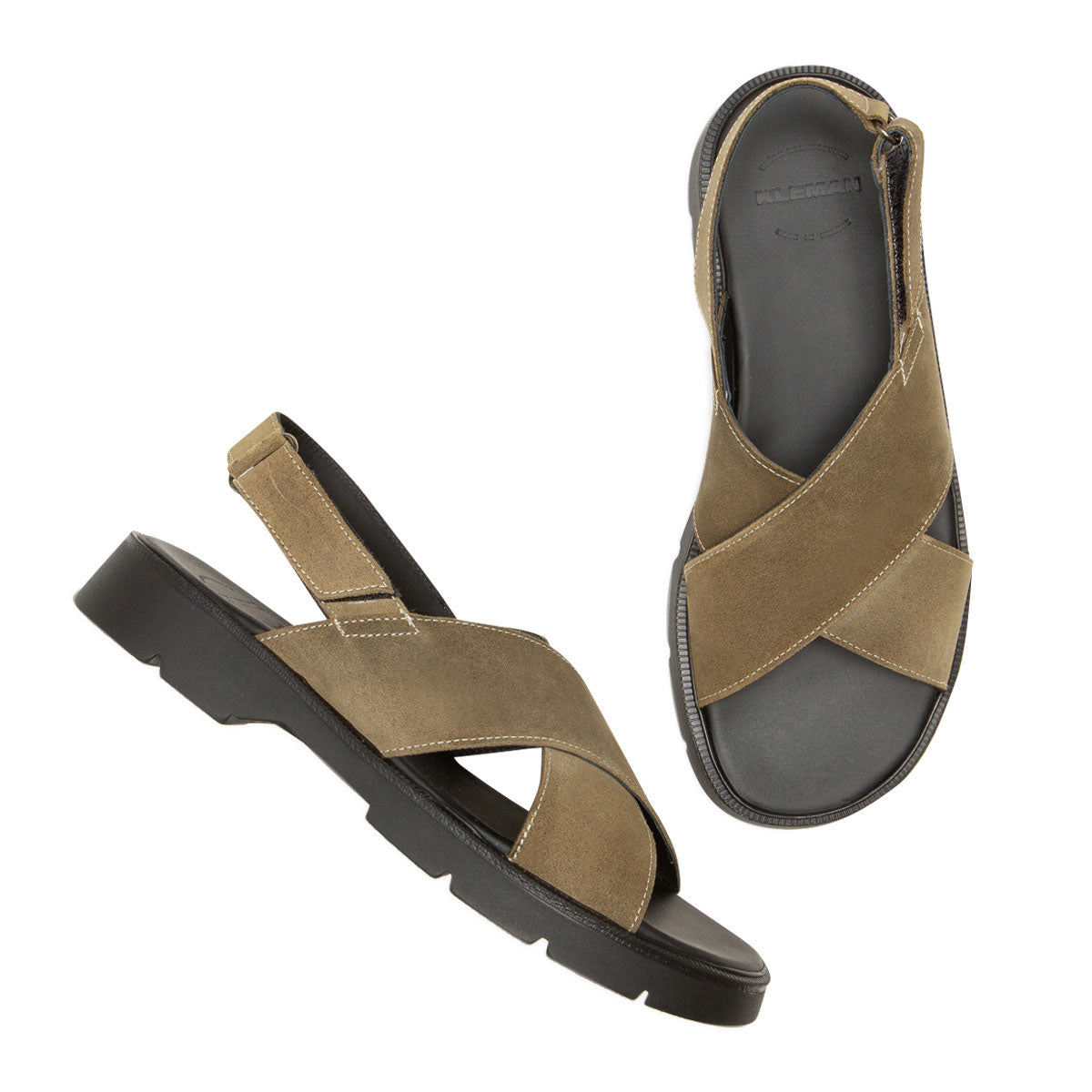 Sandales en cuir certifié | Ilot ec - kaki