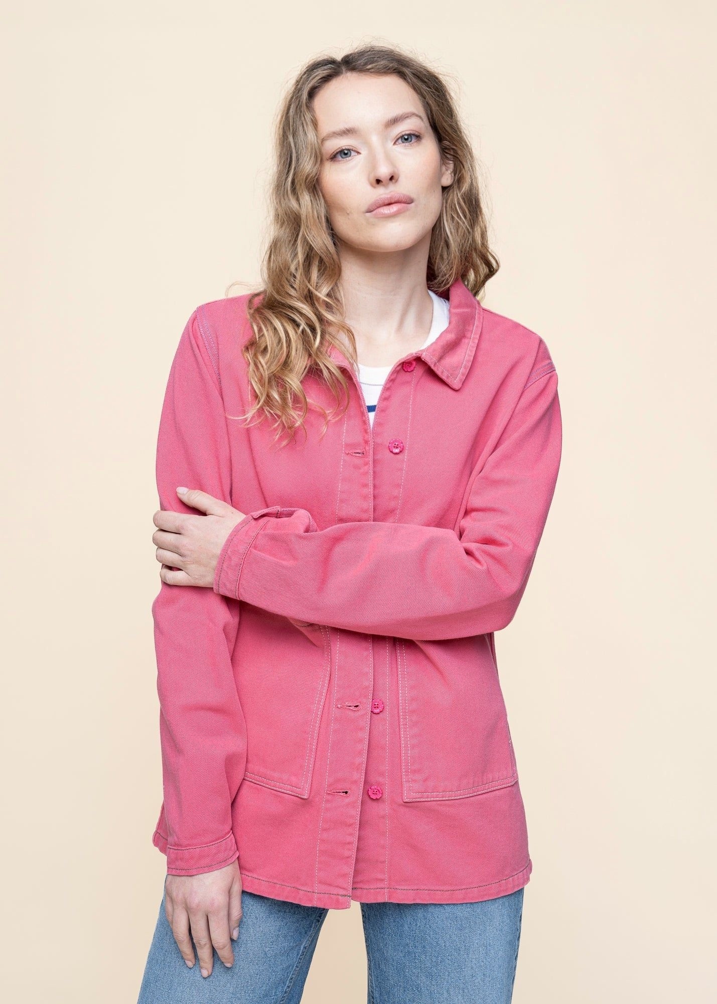 Veste en coton bio | rose "Revivre - framboise"