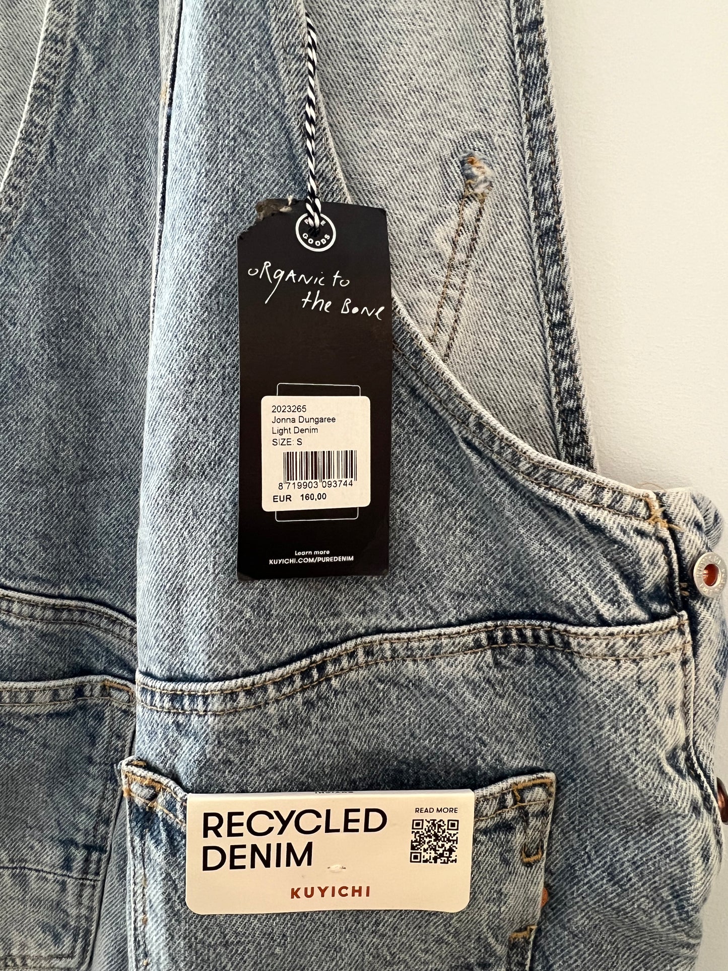 Salopette en coton bio et recyclé | Bleu délavé 'jonna dungaree light denim'