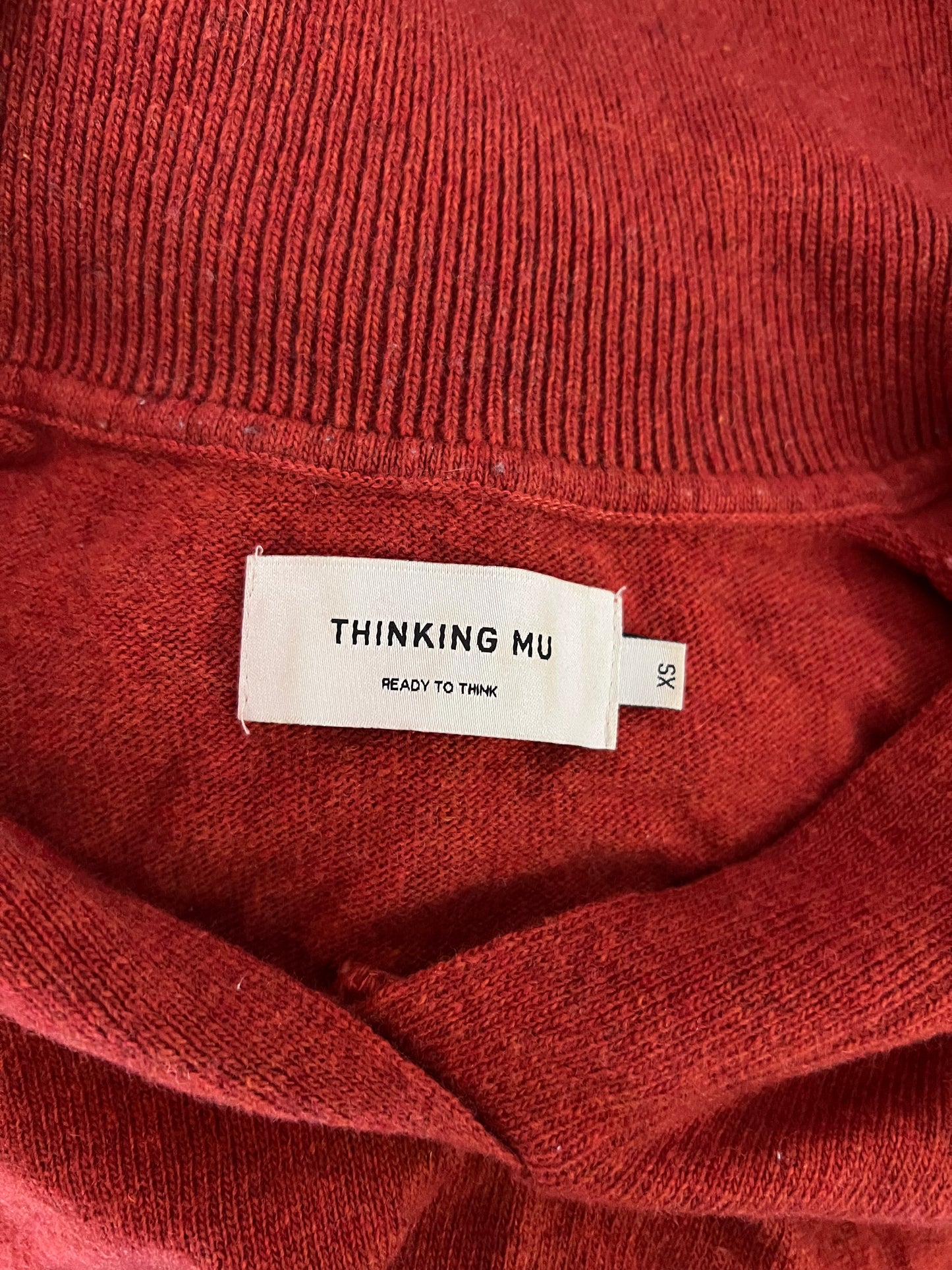 Pull terracotta col v en laine recyclée - clay red trash sheena knitted sweater
