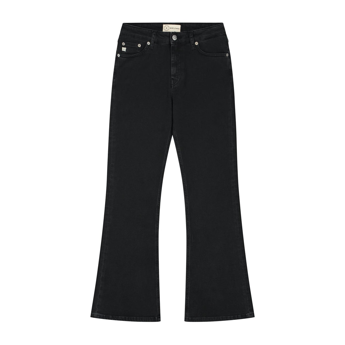 Jean flare noir en coton bio et recyclé - isy flared stone black