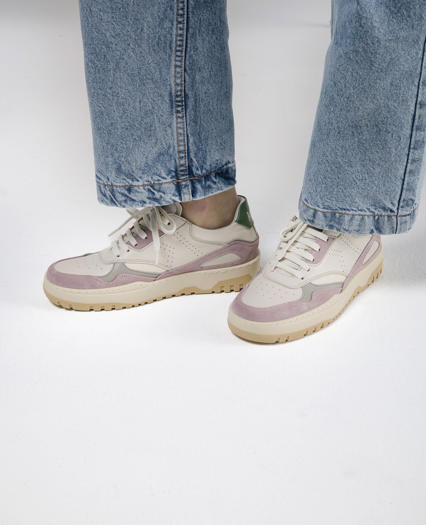 Baskets en cuir européen certifié | rose "jayden écru rose"