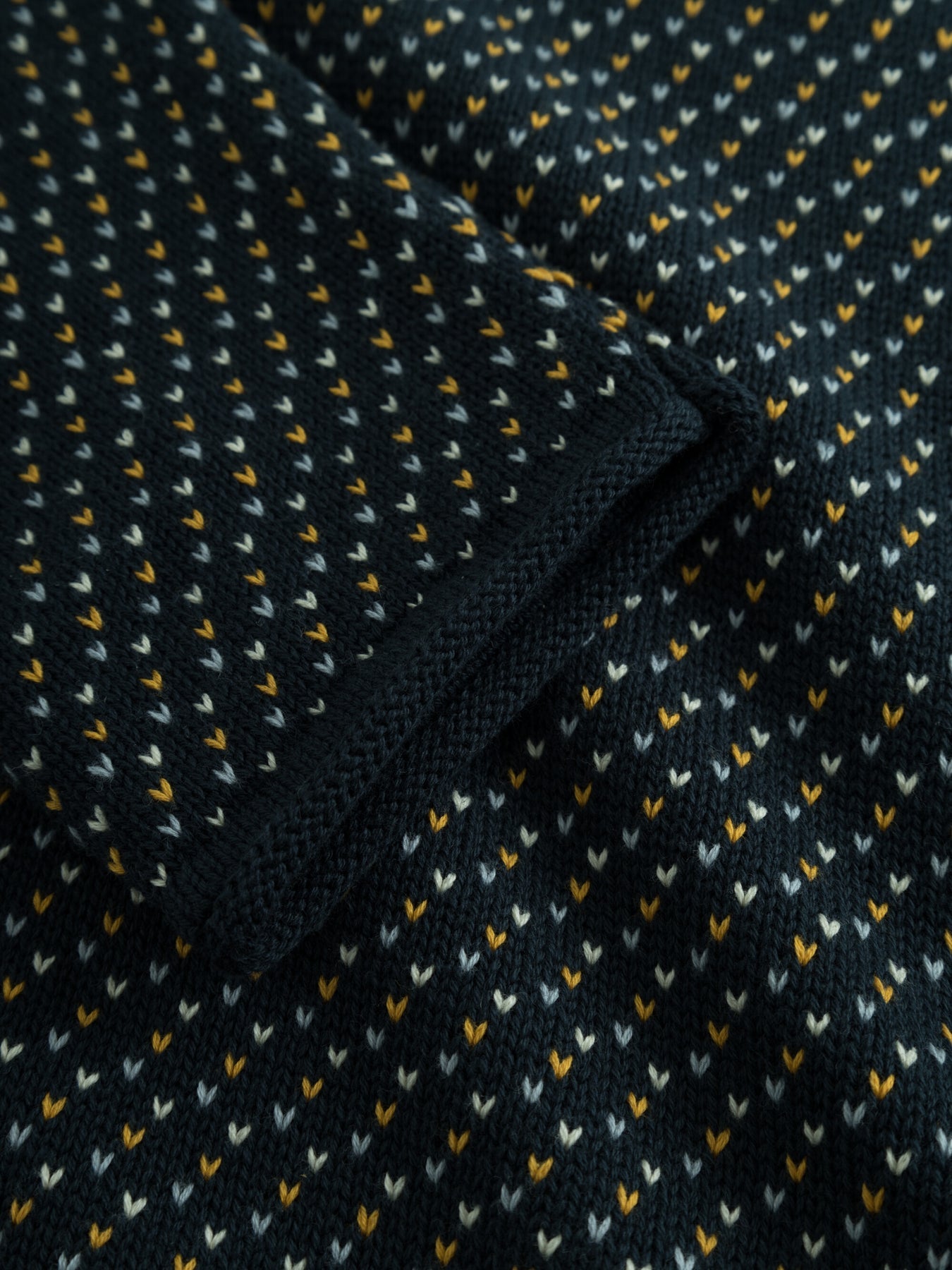 Pull col rond en coton bio | marine "jacquard crew neck knit 1001 total eclipse"