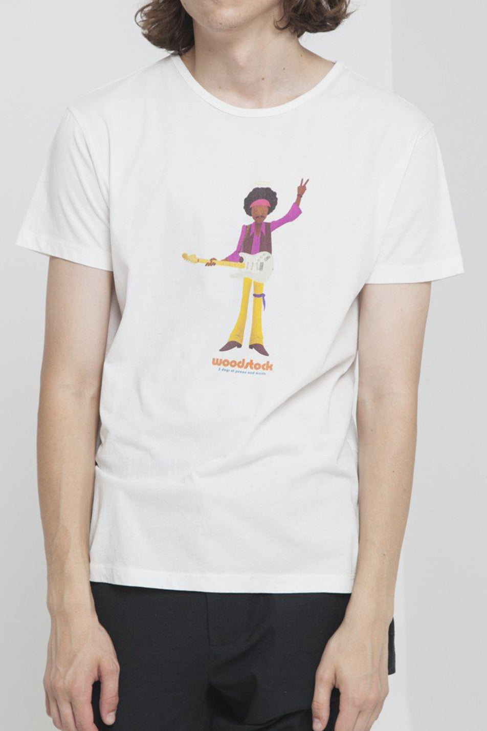 T-shirt imprimé blanc en coton bio - Jimihendrix