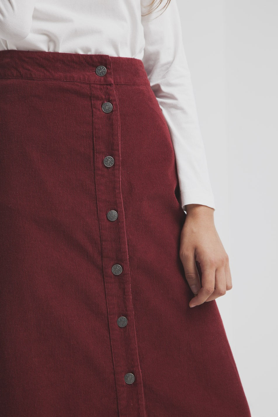 Jupe longue velours rouge coton biologique