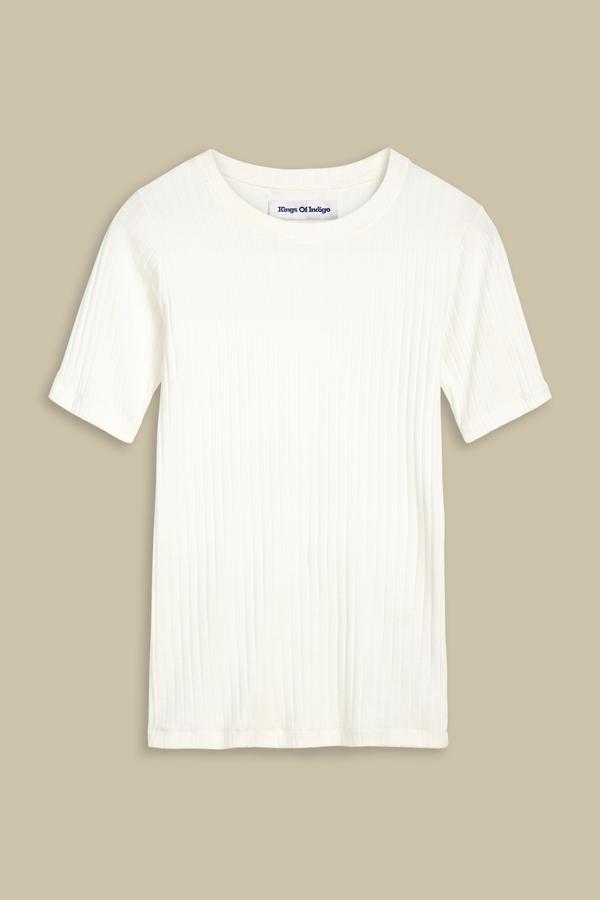 T-shirt côtelé blanc en coton bio - Kuroda