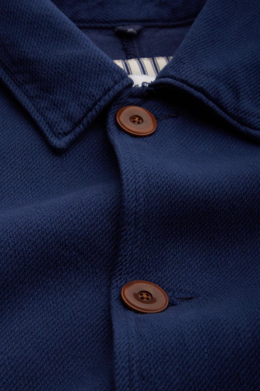 Manteau long marine en coton bio - cosima worker blue
