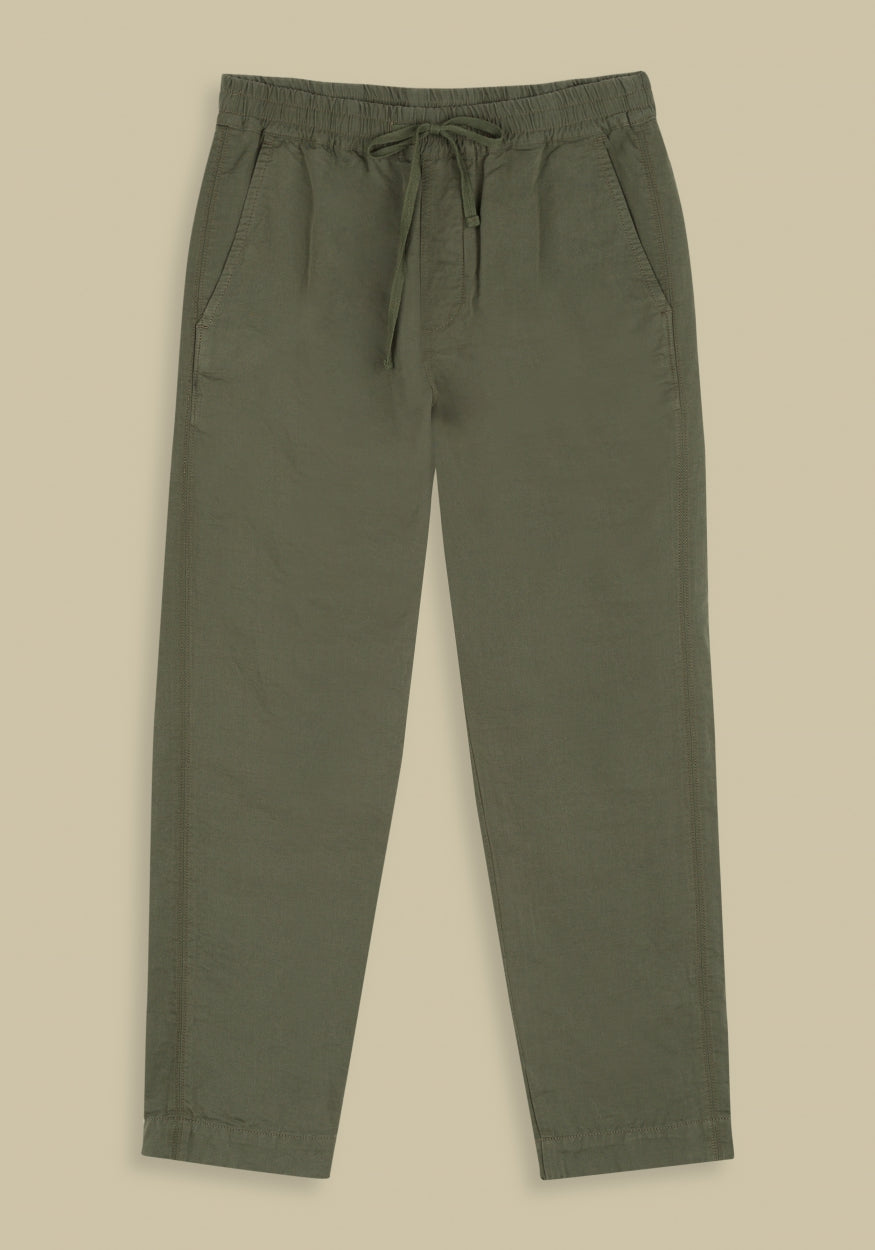 Pantalon kaki en lin et coton bio - martin treetop linen mix