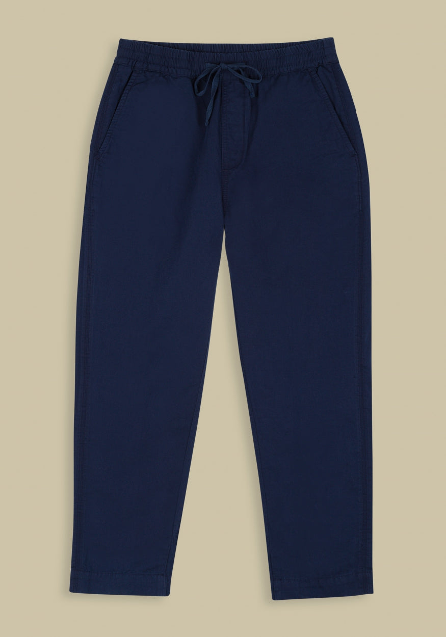 Pantalon marine en lin et coton bio - martin worker blue linen mix