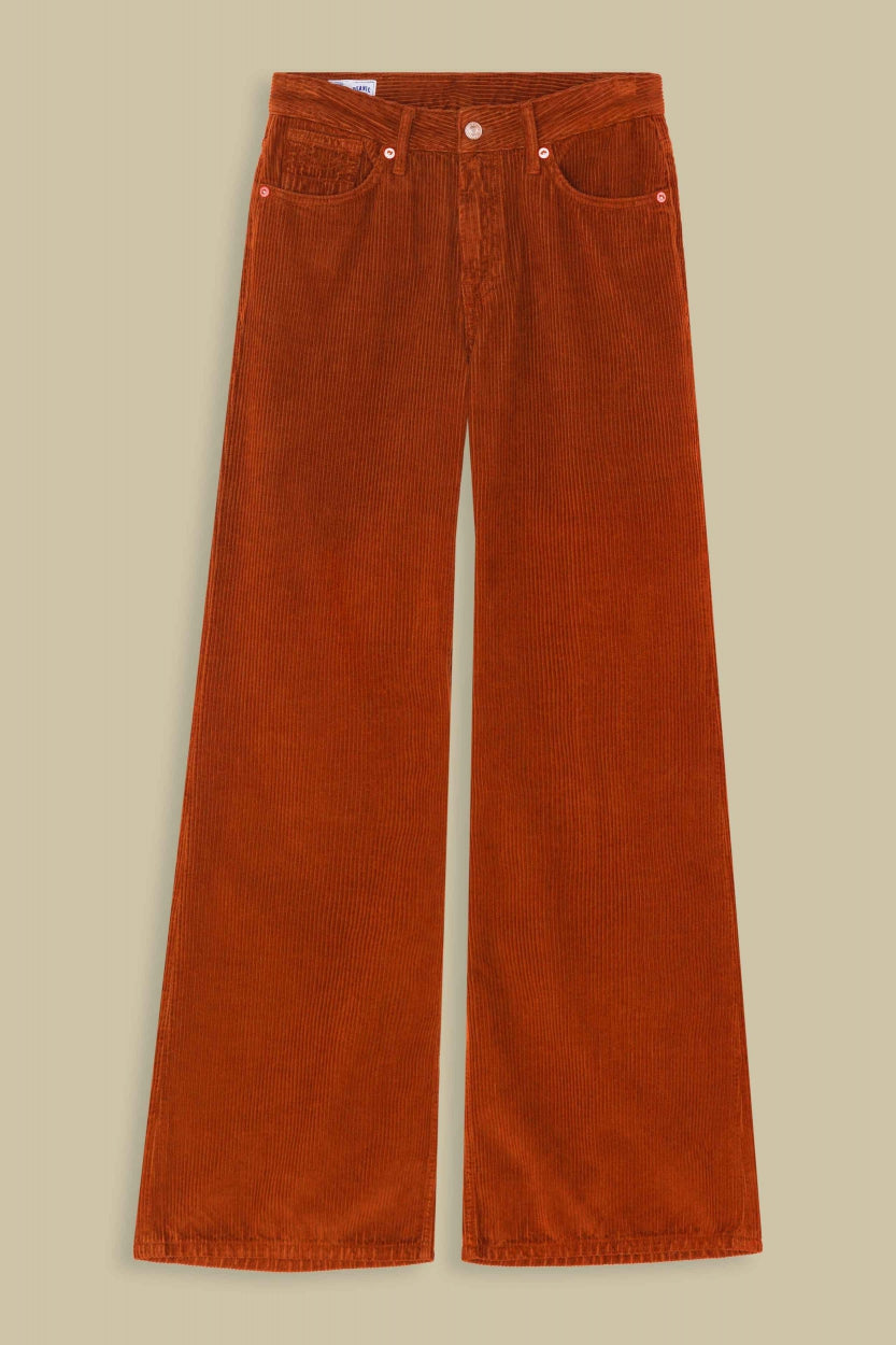 Pantalon ample côtelé en coton bio et recyclé | Argile "jane pottery clay"
