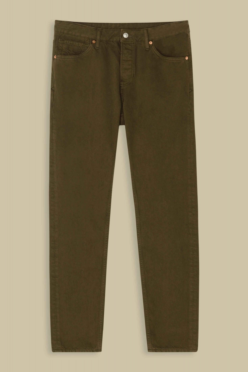 Pantalon fuselé en coton recyclé | Vert kaki "jerrick moss green"
