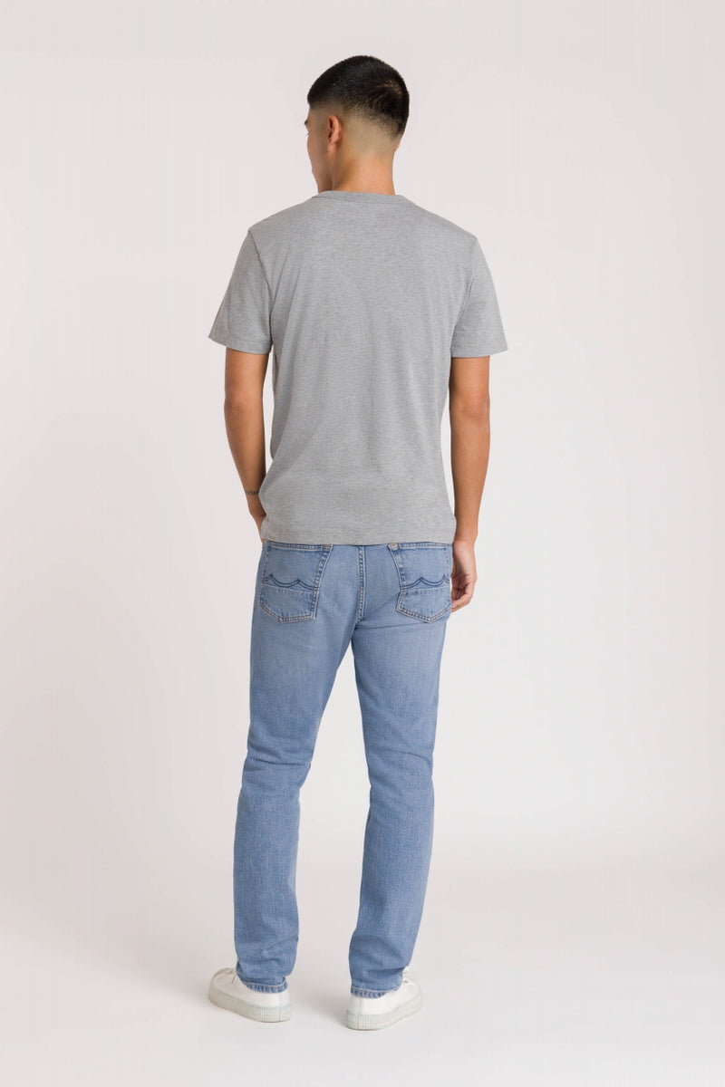 Jean slim en coton bio et recyclé | Bleu délavé "john sander light worn"
