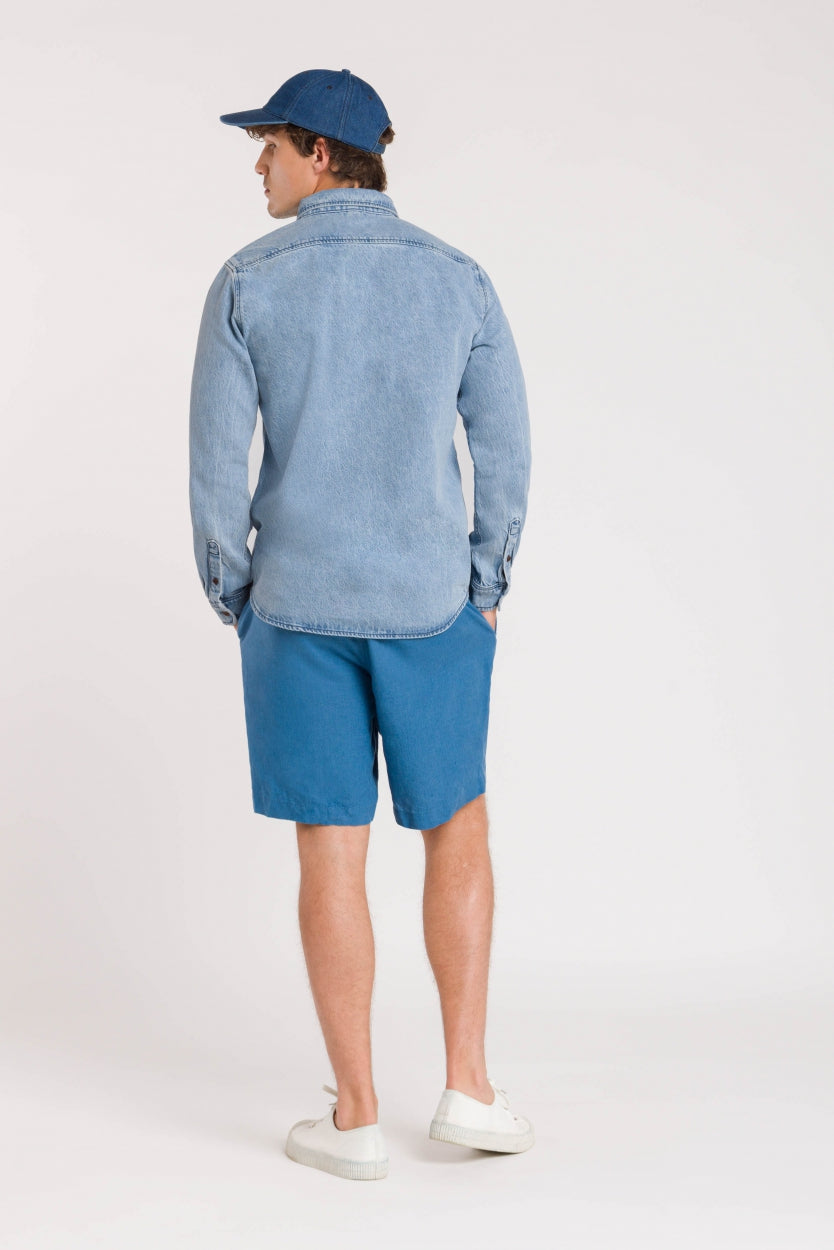Chemise en coton bio et tencel | Bleu délavé "enda pocket cindy light worn"