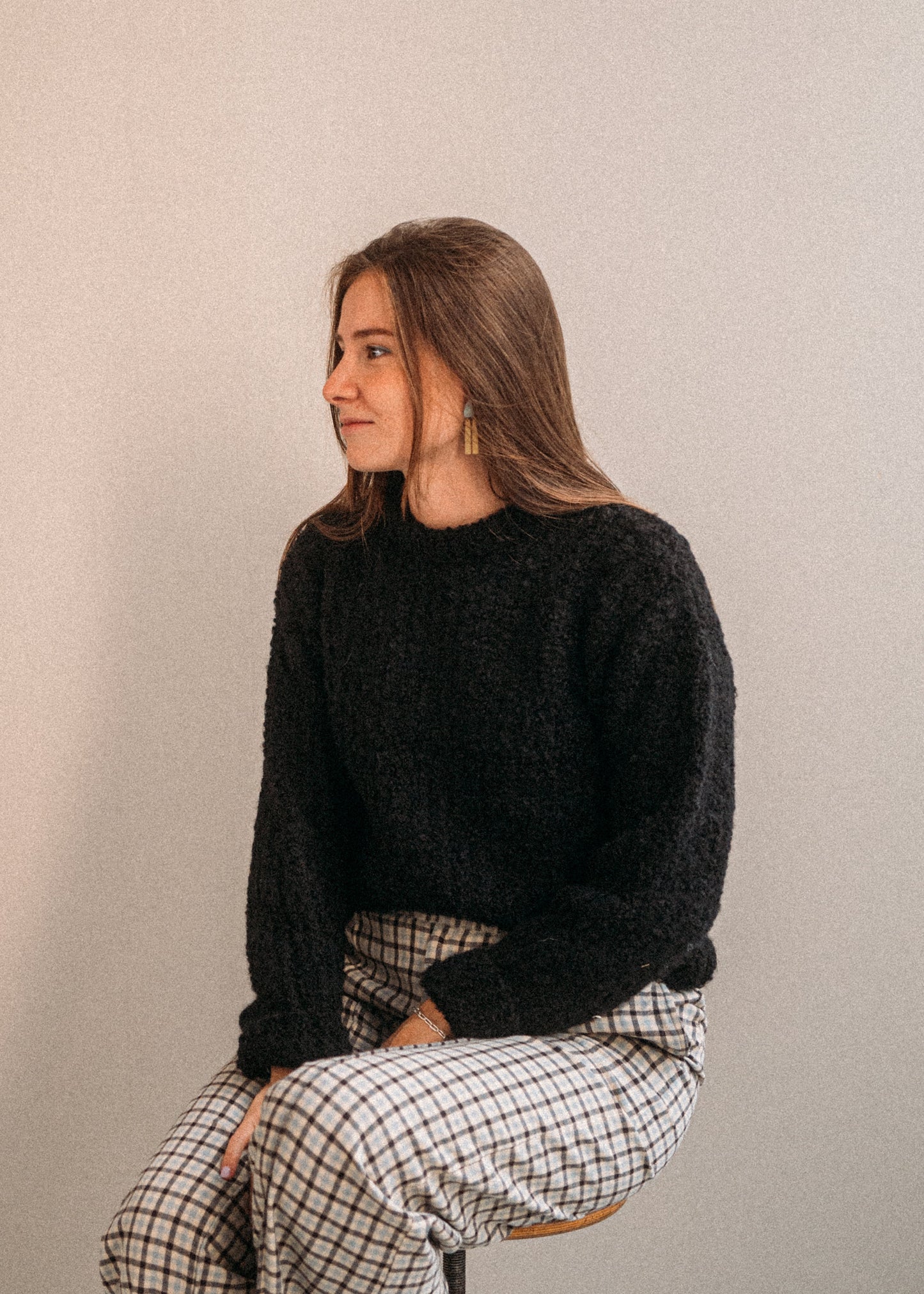 Pull à col cheminée noir en laine d'alpaga et PET recyclé - Cotys