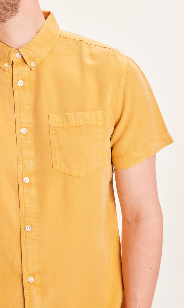 Chemise à manches courtes jaune en tencel - larch honey gold