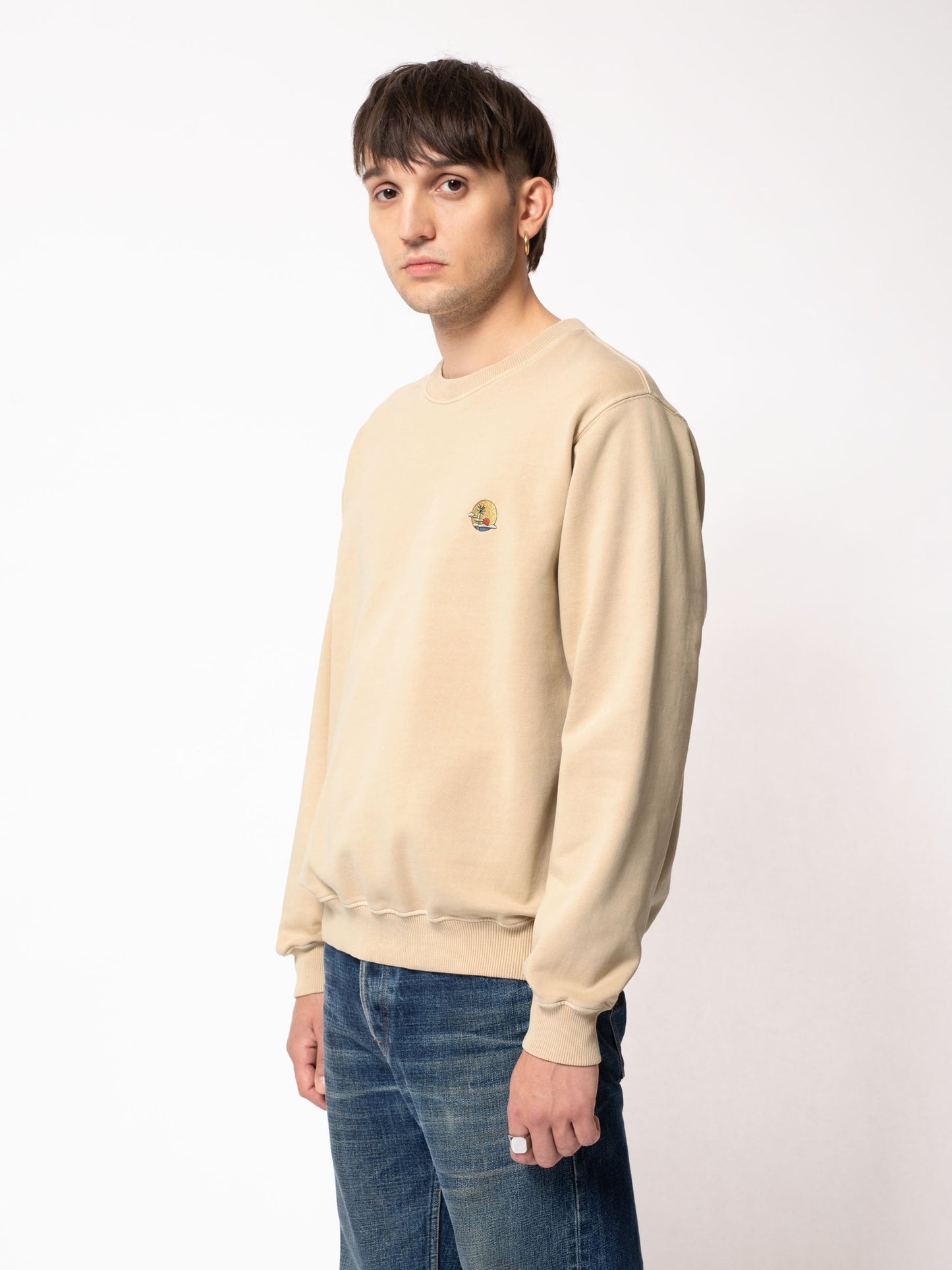 Sweat brodé en coton bio - Lasse Sunset Faded Sun