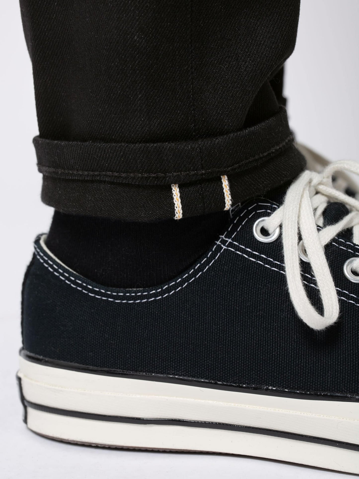 Jean slim noir selvage en coton bio - Lean Dean dry black selvage
