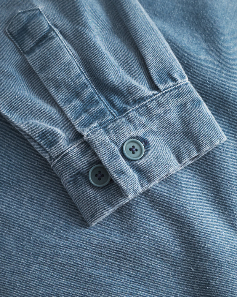 Chemise denim en coton biologique | bleu "leisure shirt - washed denim"