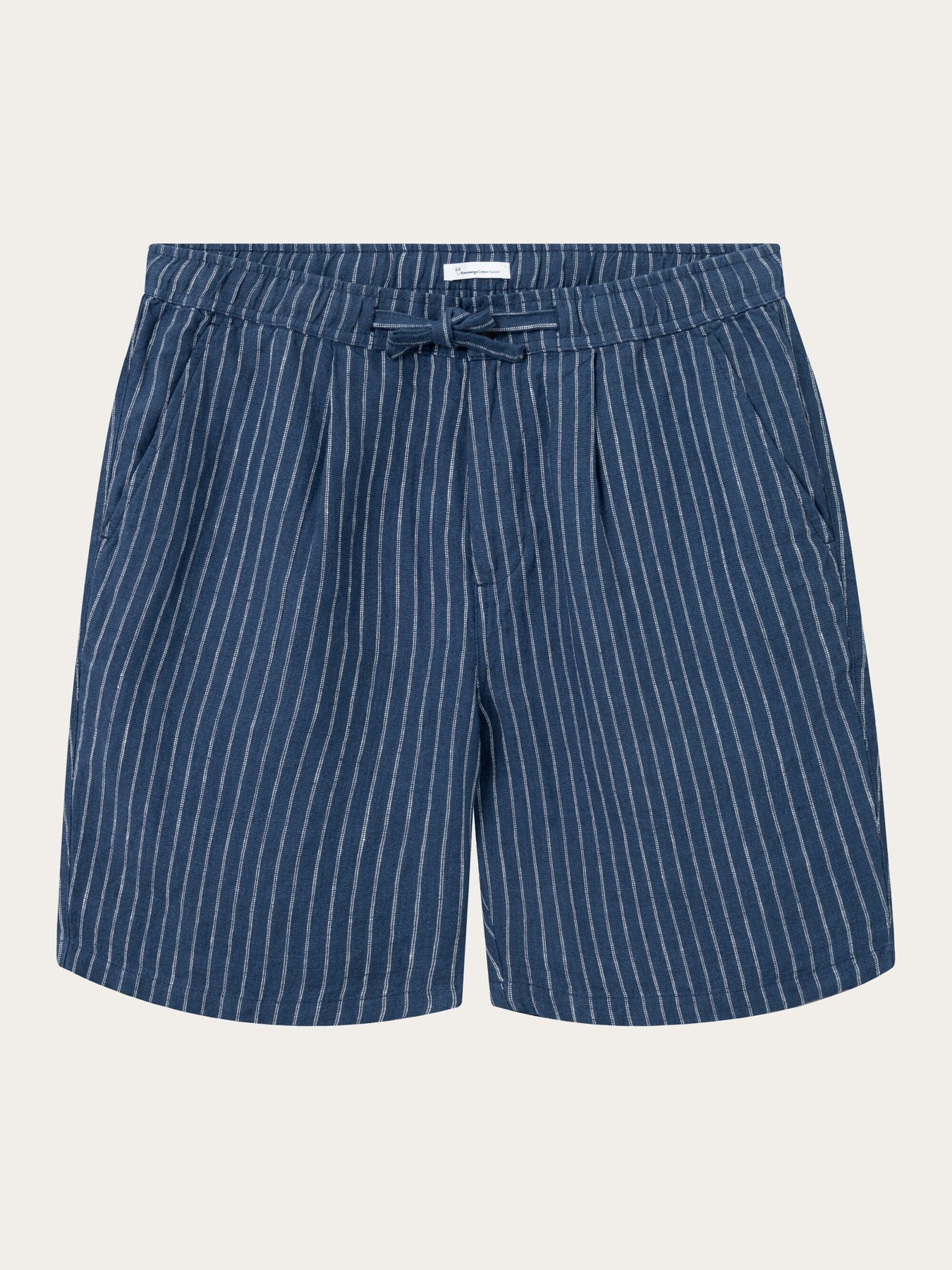 Short marine rayé en lin bio - loose striped shorts stripe blue