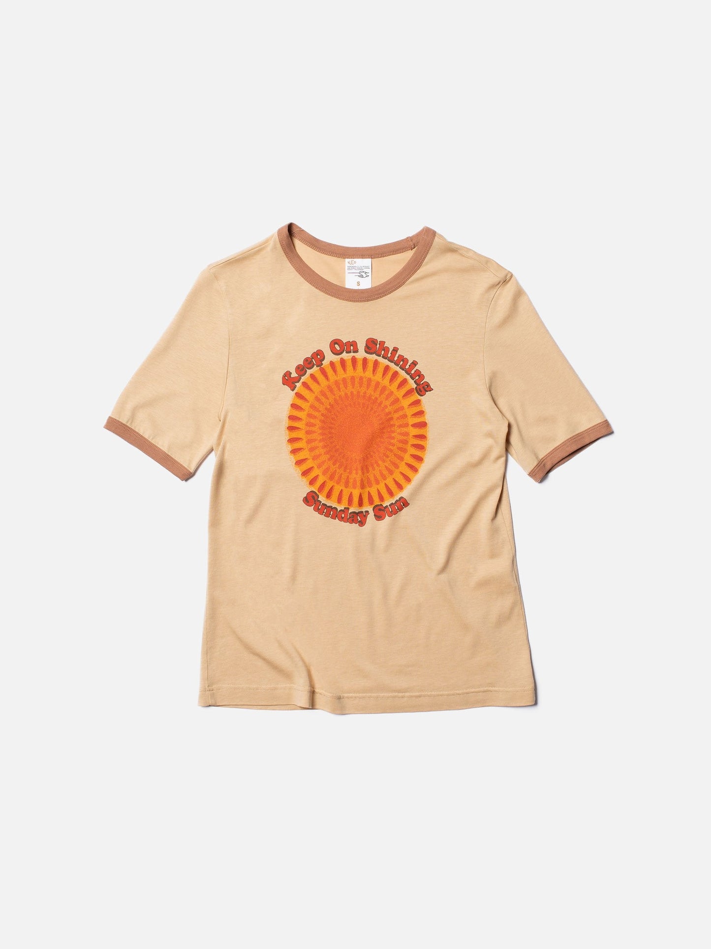 T-shirt écru imprimé en coton bio et tencel - lova sunday sun faded sun