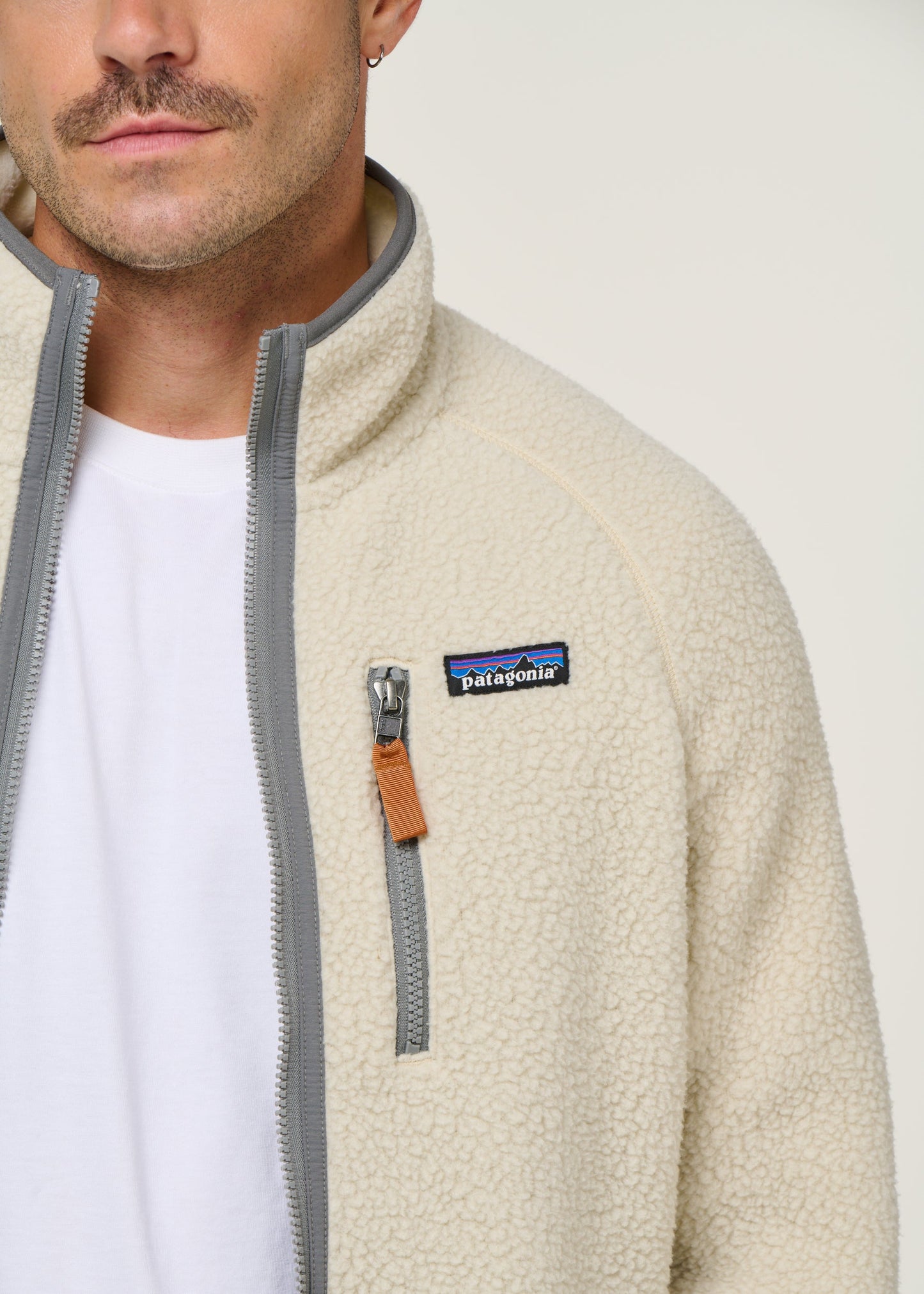 Veste polaire en matière recyclée | écru "retro pile jkt - plcn"