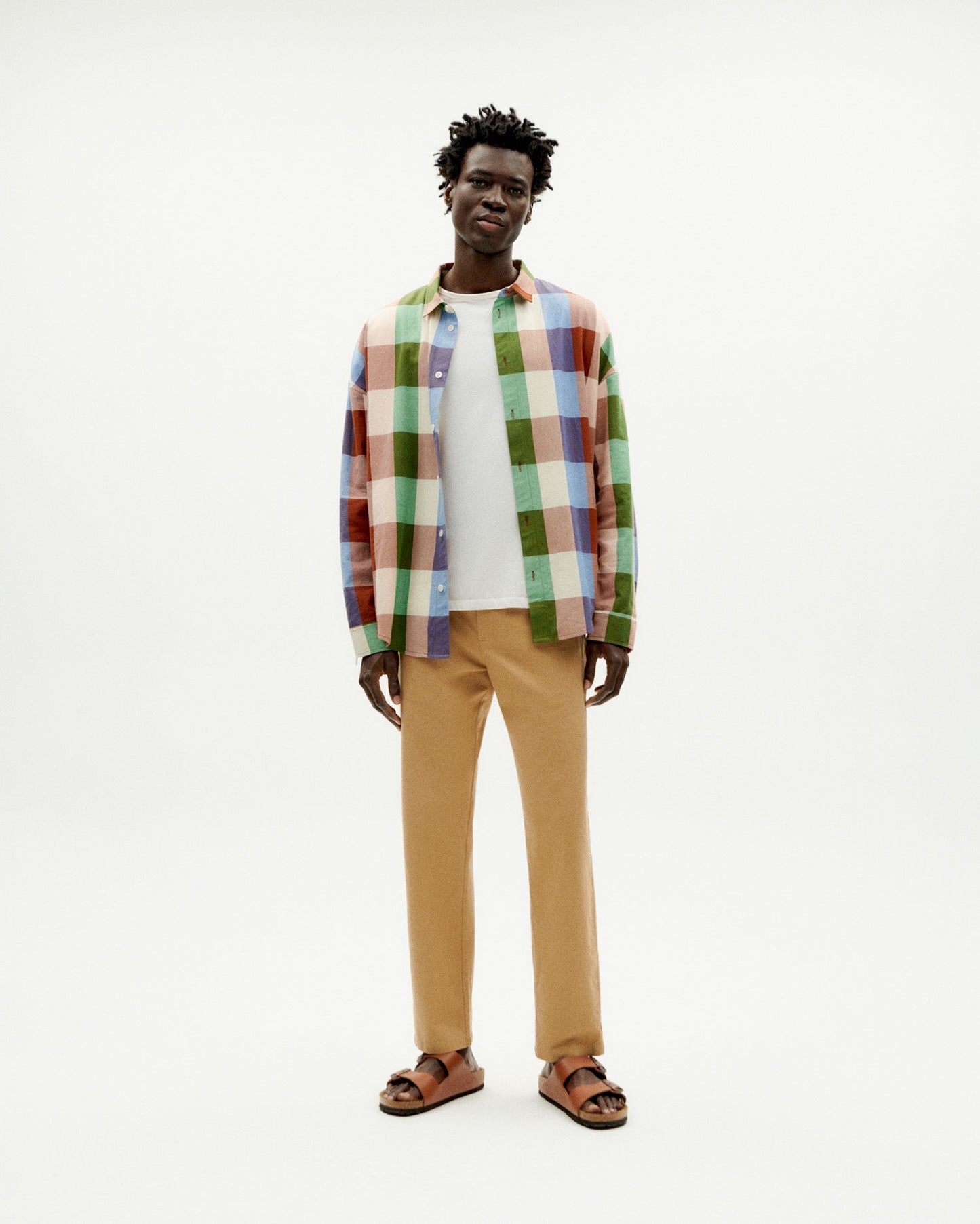 Pantalon droit en coton bio | Camel "light travel"